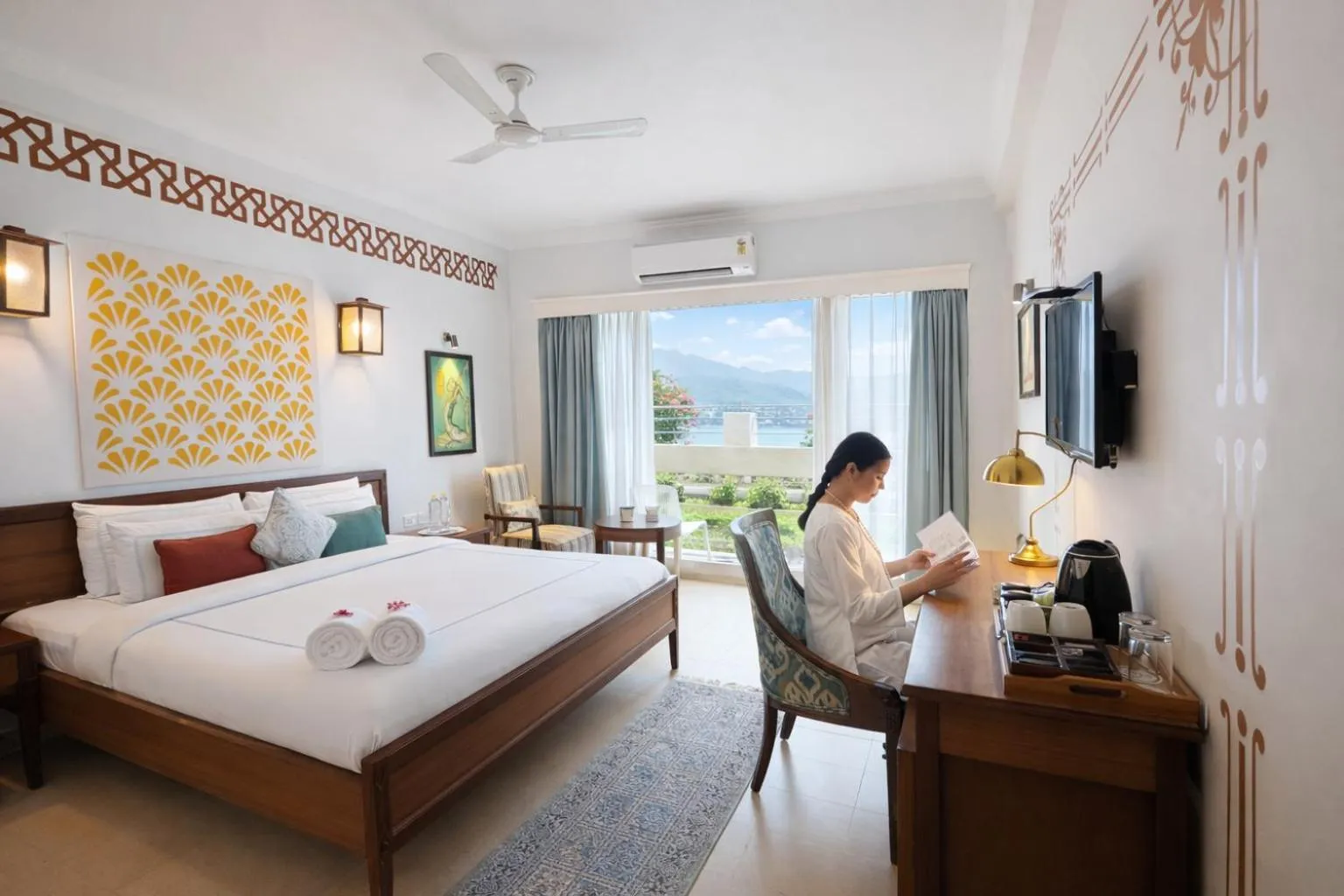 Bedroom, Bed in Yog Niketan By Sanskriti