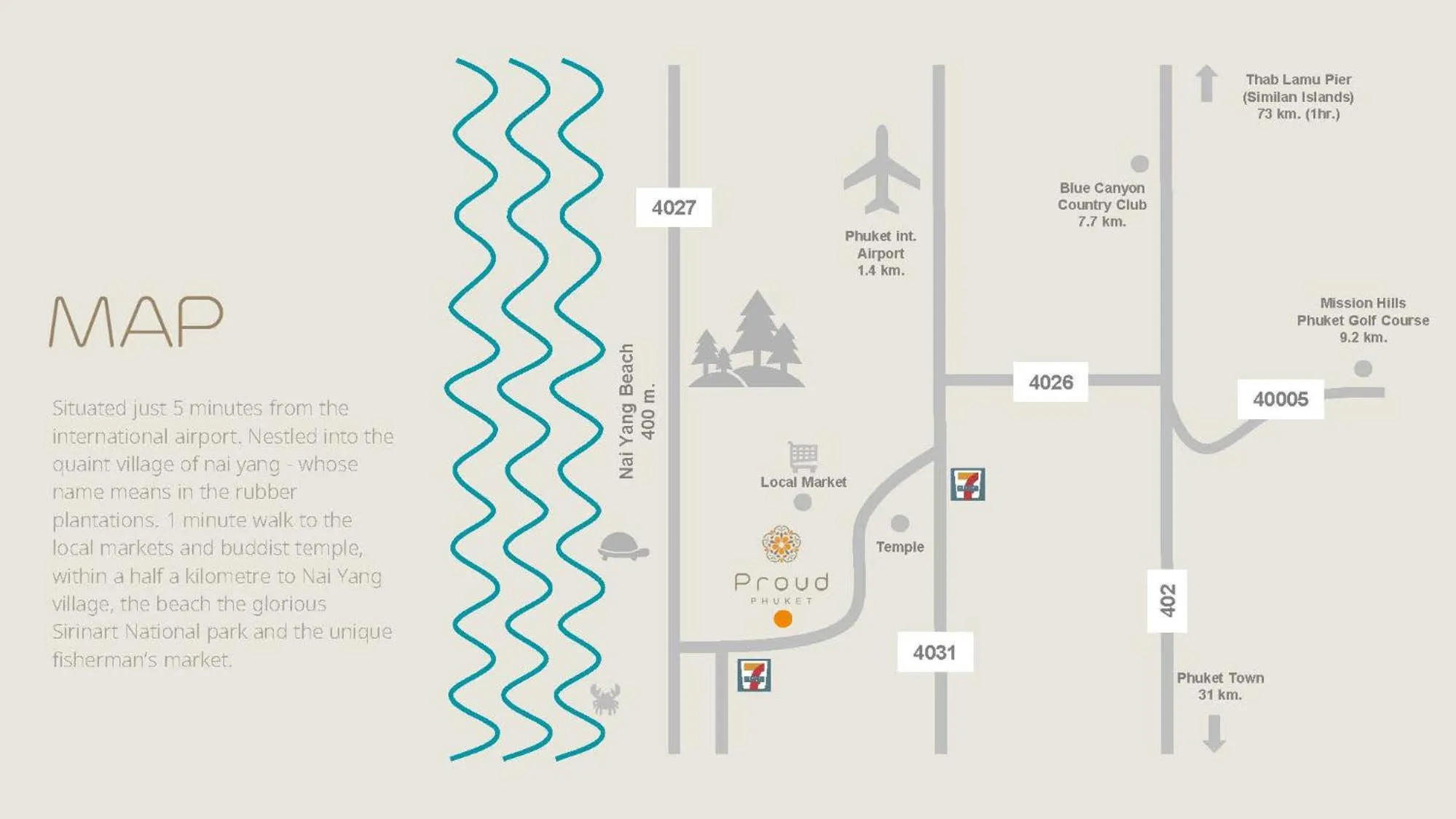 Location in Proud Phuket, Naiyang Beach