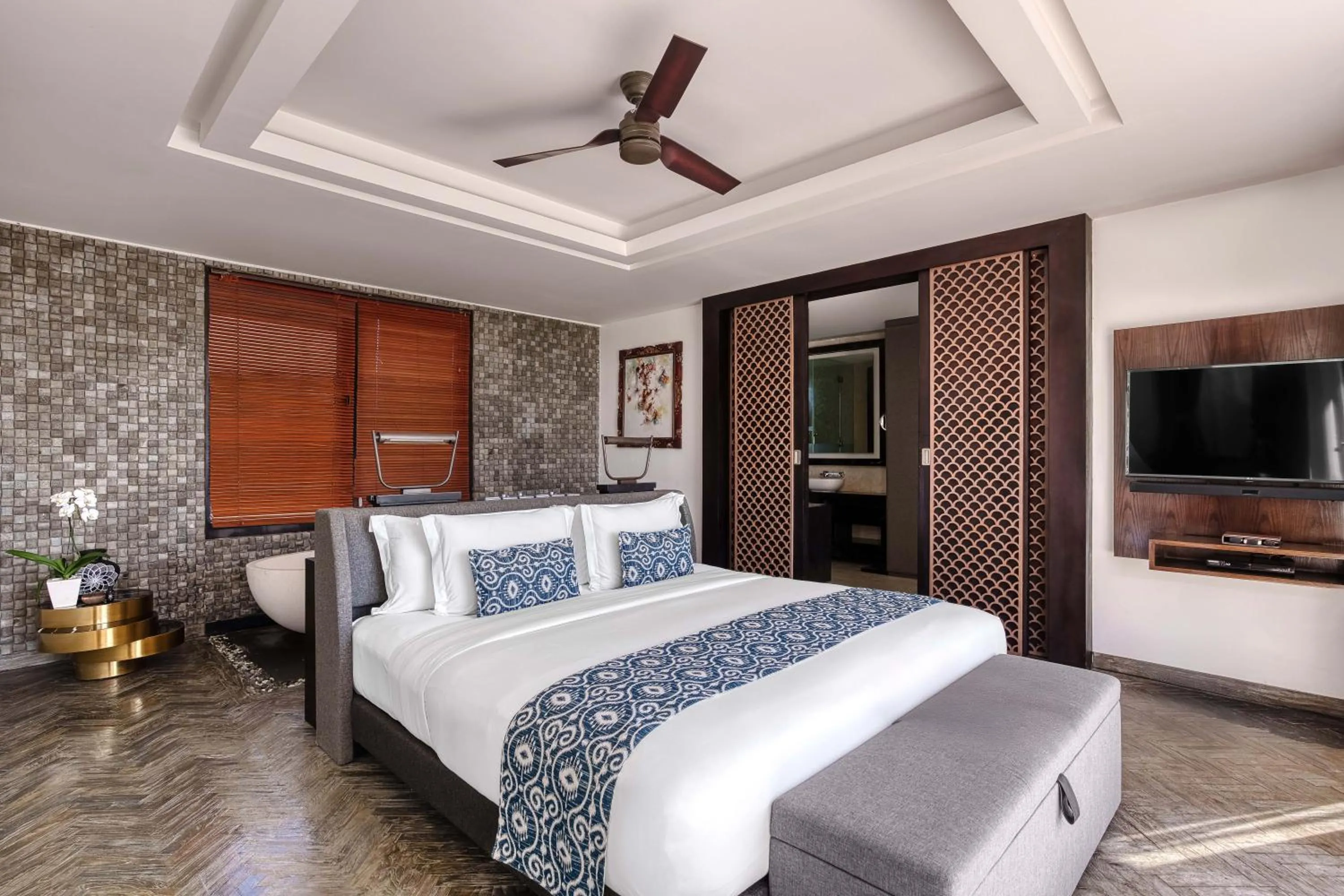 Bed in Prasana Villas by Arjani Resorts