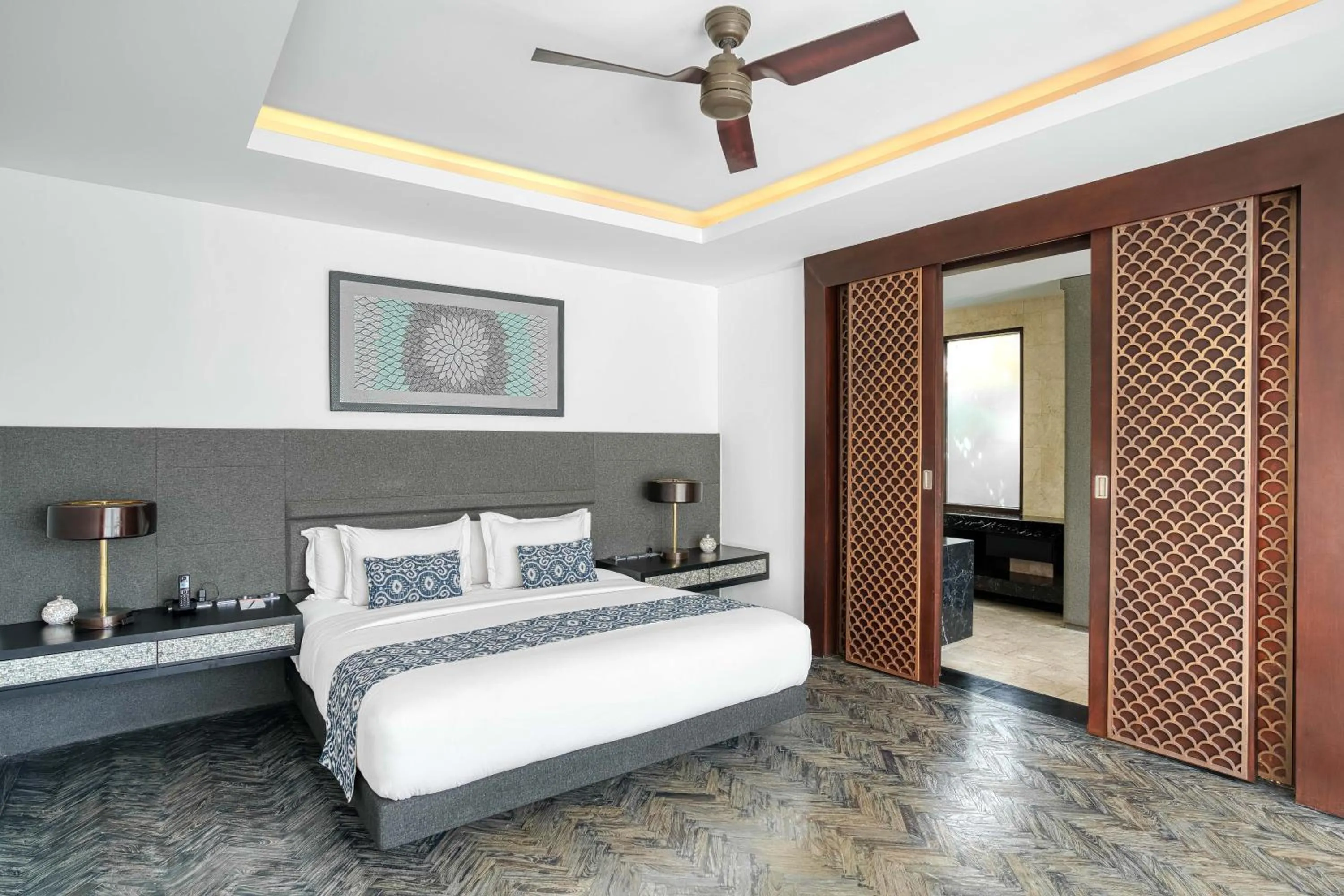 Bed in Prasana Villas by Arjani Resorts