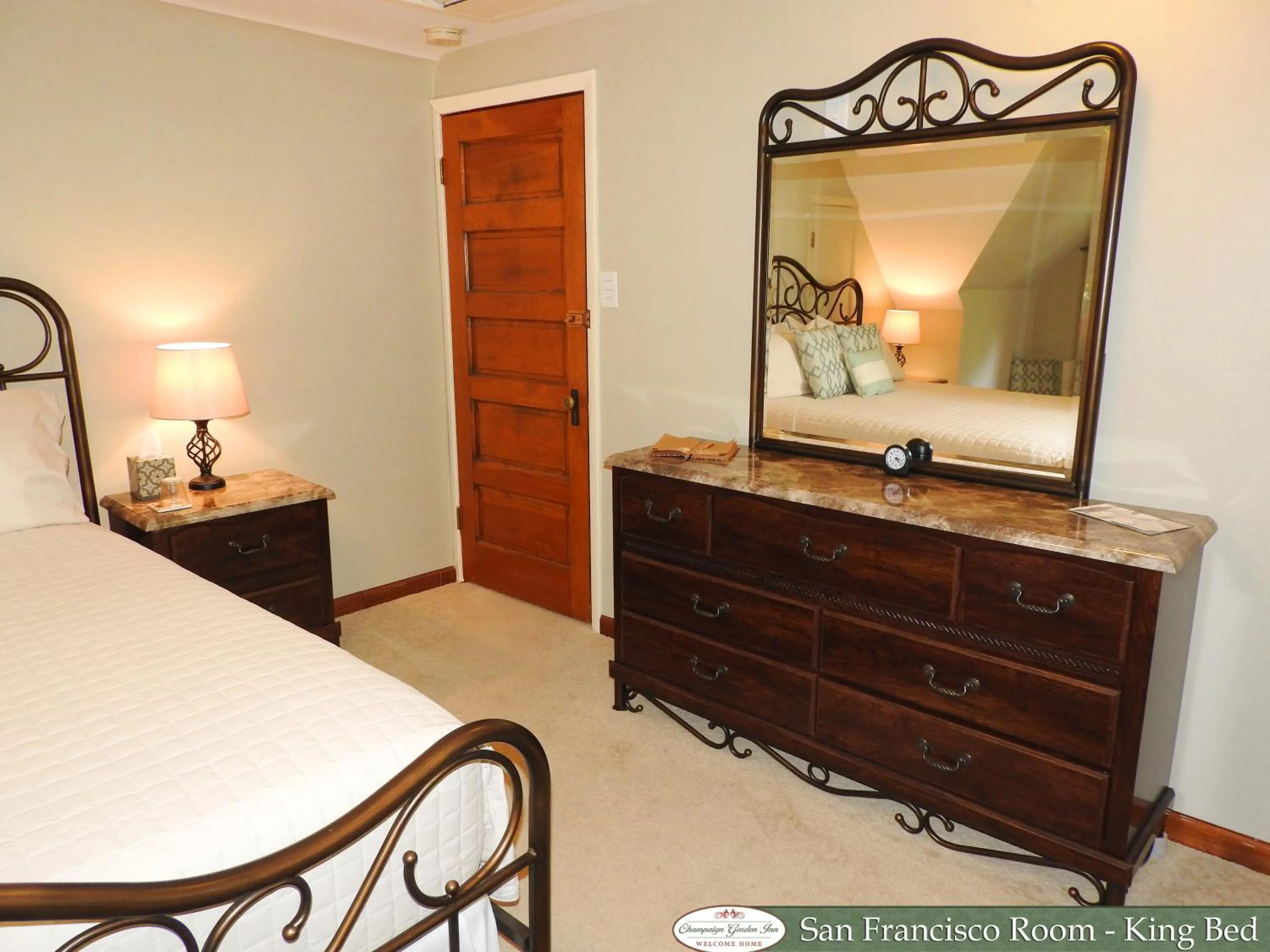 Decorative detail, Bed in Champaign Garden Inn