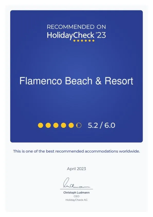 Certificate/Award in Flamenco Beach & Resort Quseir