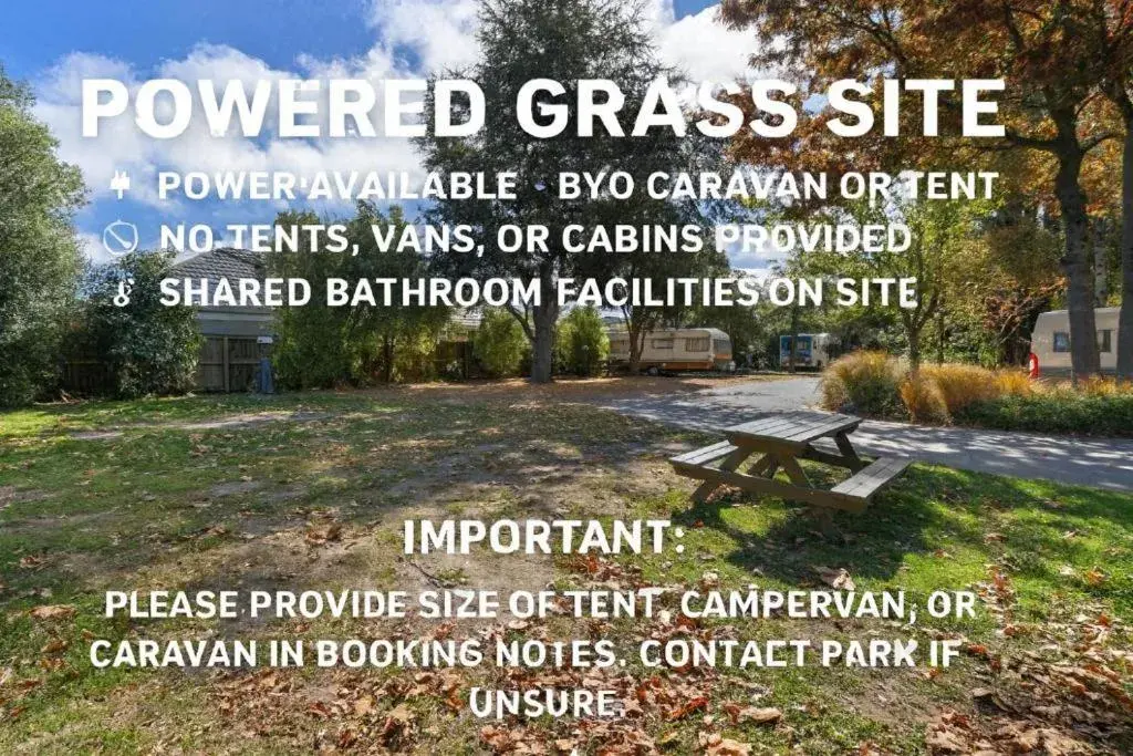 Standard Powered Site - No Bed Provided with Shared Bathroom (Bring Your Own Caravan or Tent) in Tasman Holiday Parks - Christchurch Standard Powered Site - No Bed Provided with Shared Bathroom (Bring Your Own Caravan or Tent) in Tasman Holiday Parks - Christchurch