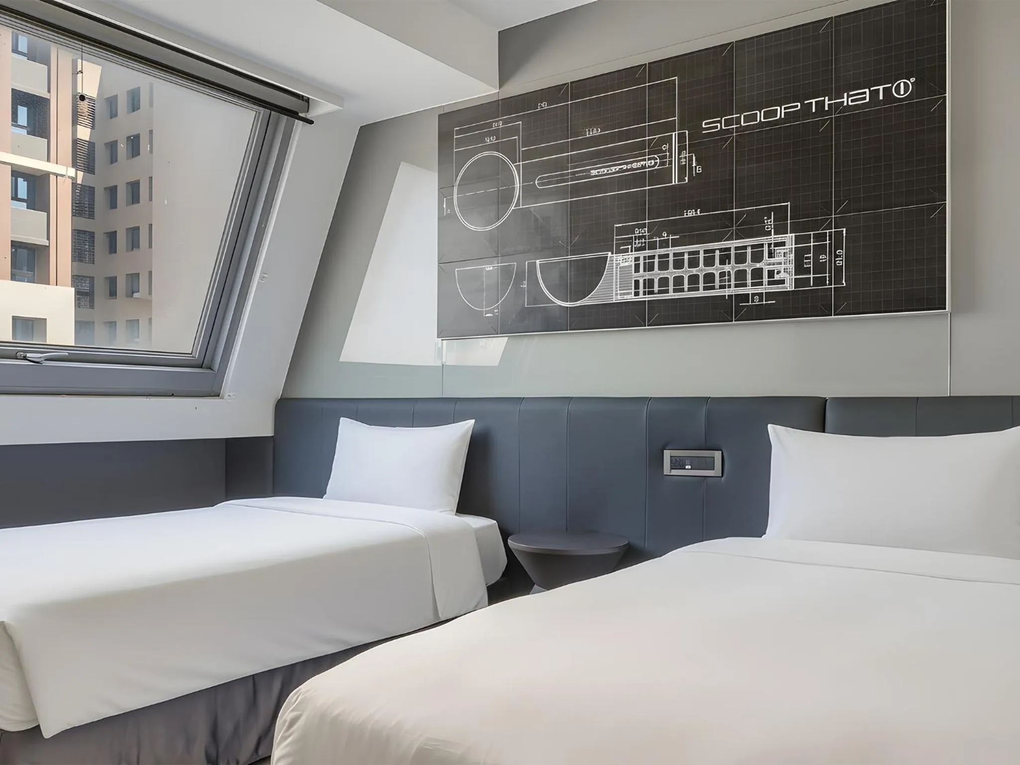 Bed in CHECK inn Taichung Liming