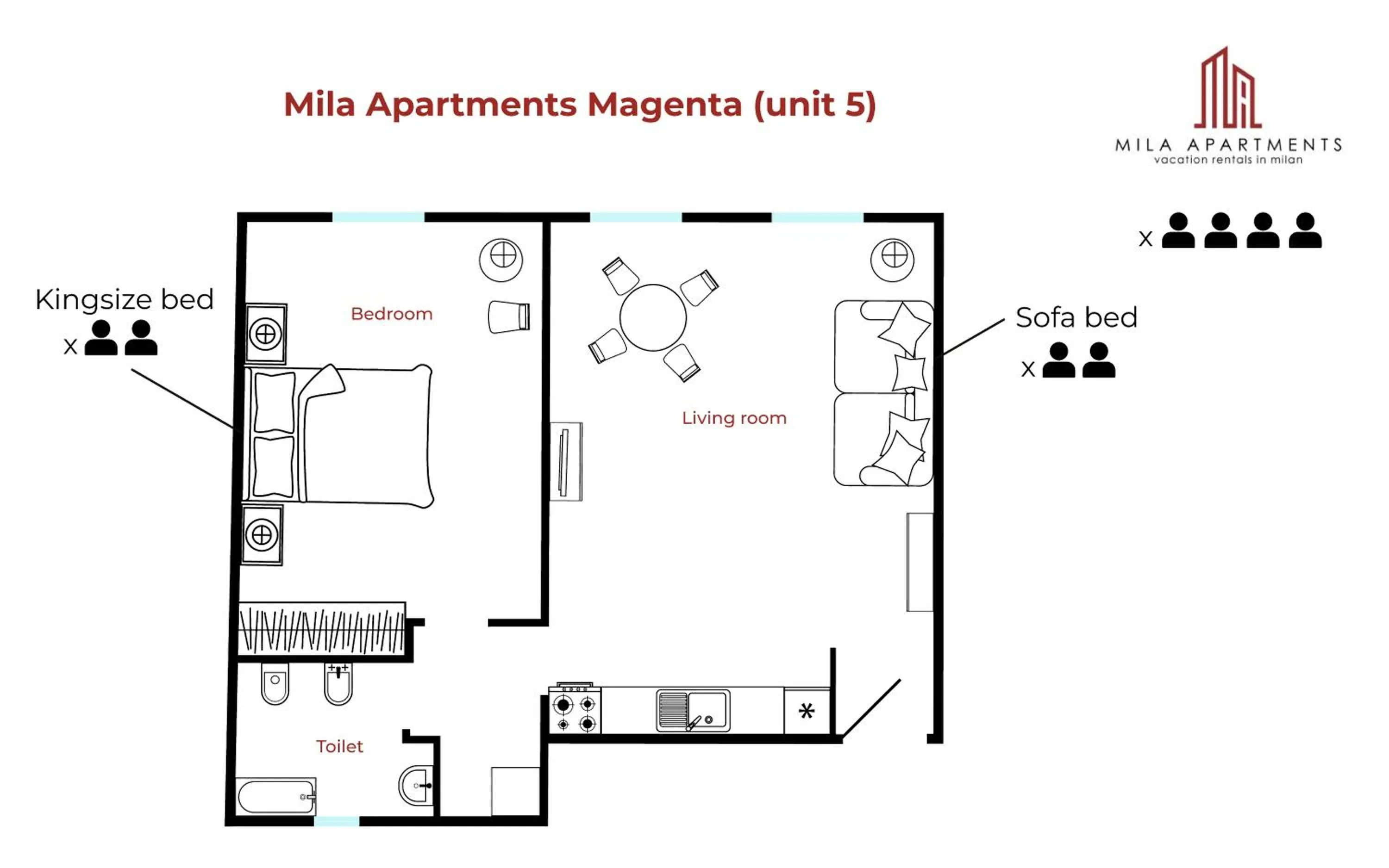 Floor plan in Mila Apartments Magenta