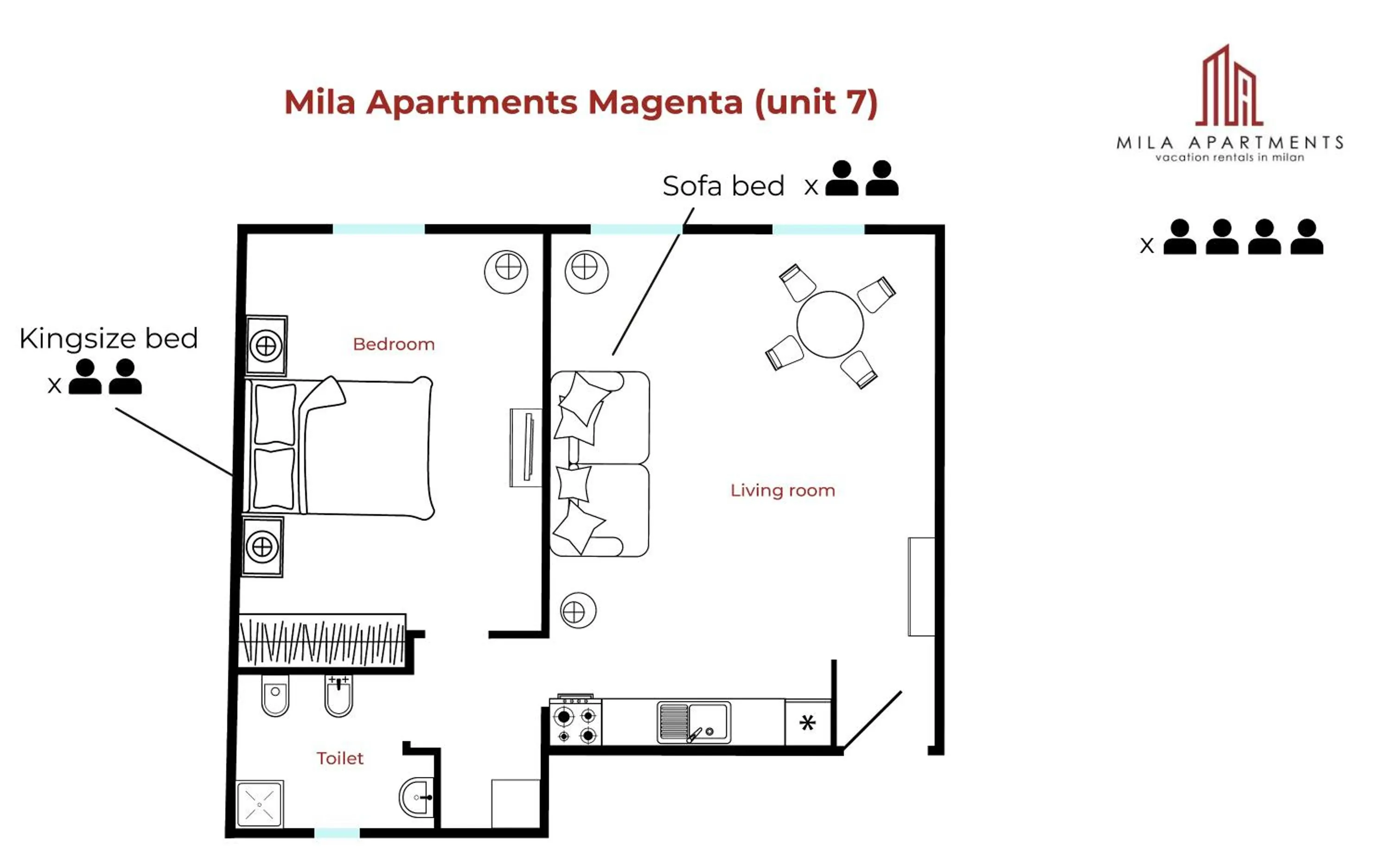 Floor plan in Mila Apartments Magenta