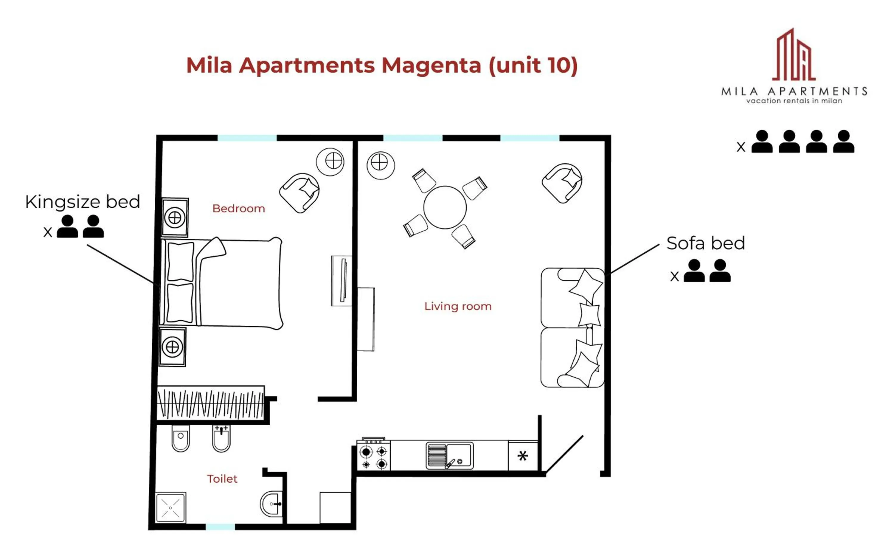 Floor plan in Mila Apartments Magenta
