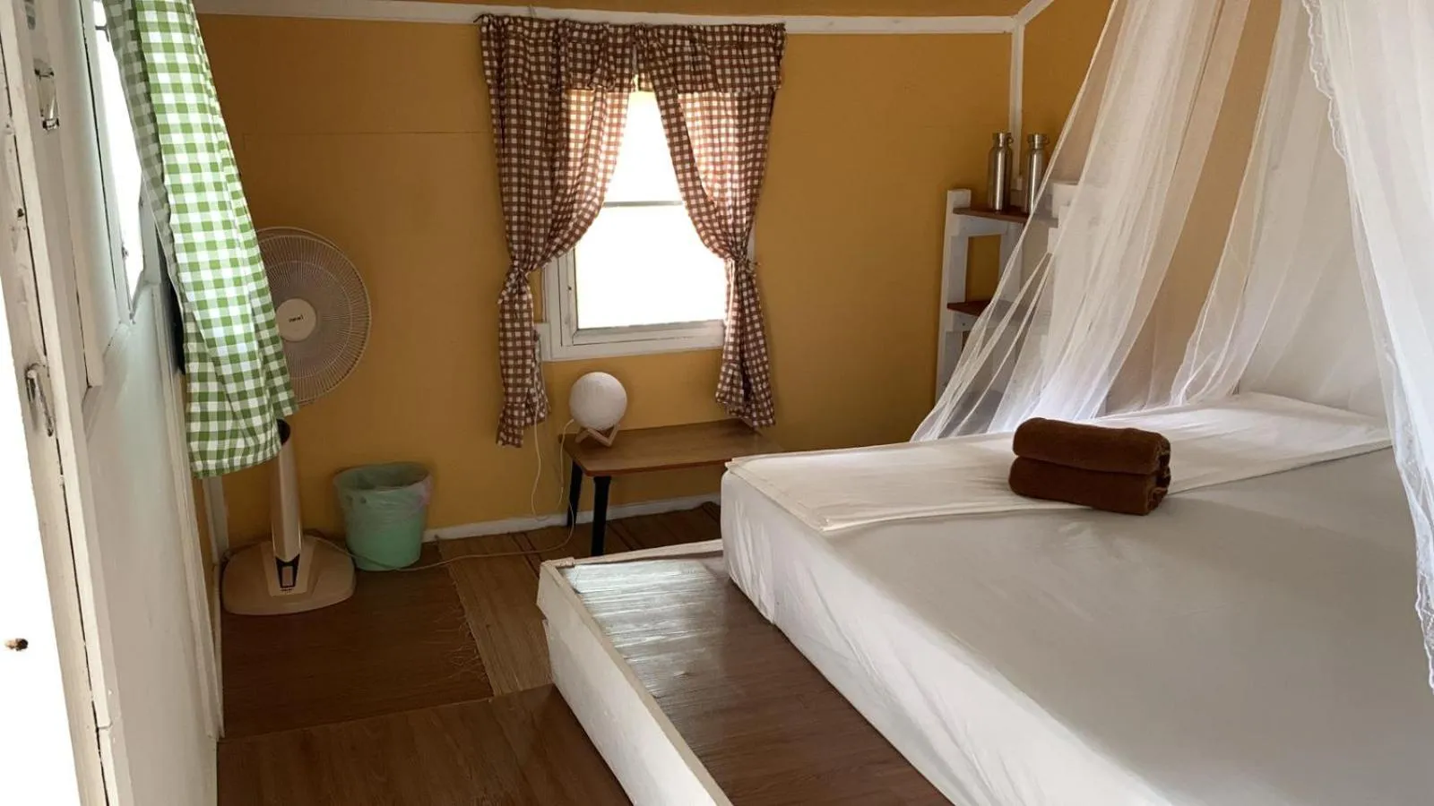 Bedroom, Bed in Colorful Hut