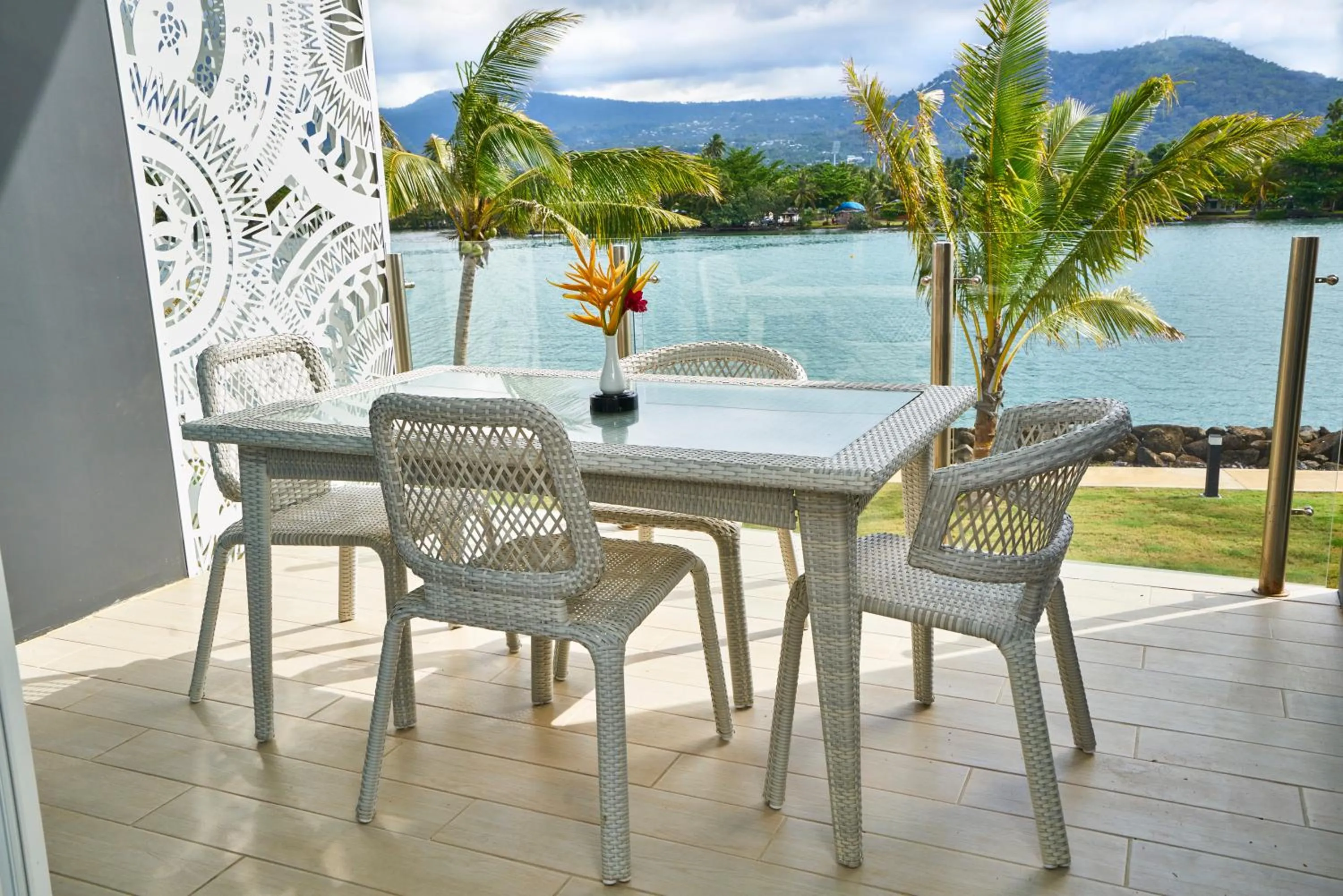 Patio in Taumeasina Island Resort