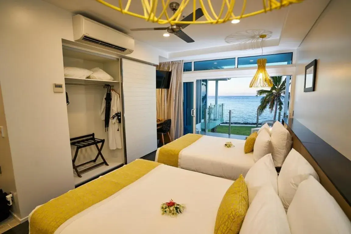 Bed in Taumeasina Island Resort Bed in Taumeasina Island Resort