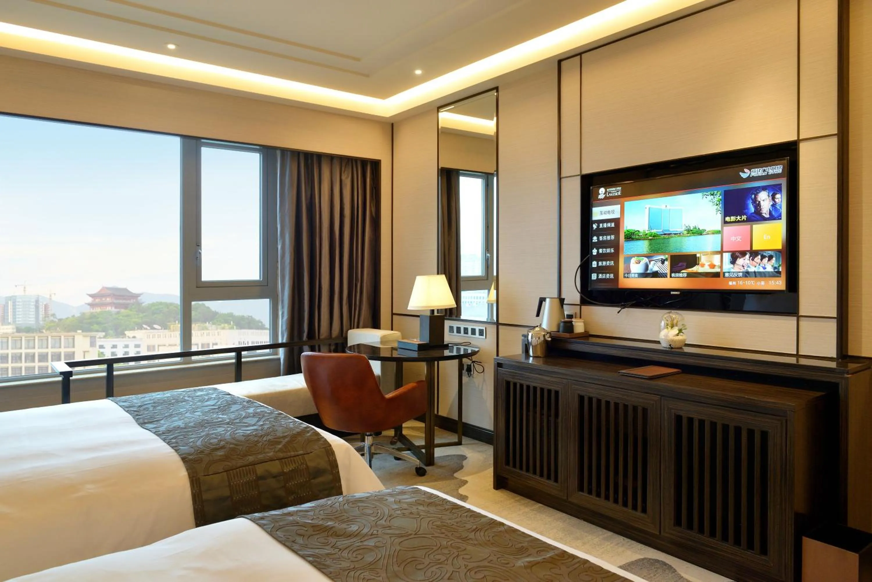 Decorative detail, Bed in Fuzhou Lakeside Hotel