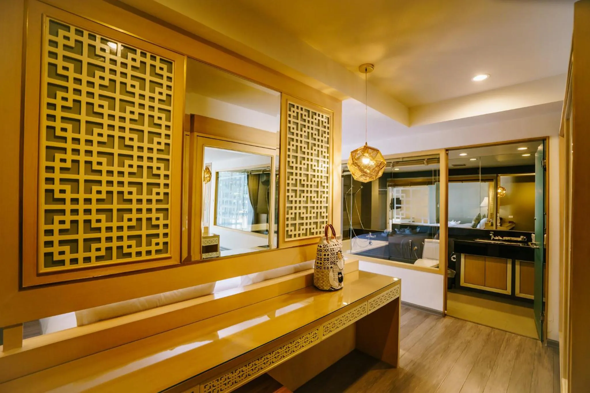 Decorative detail, Bed in Moon Dragon Hotel