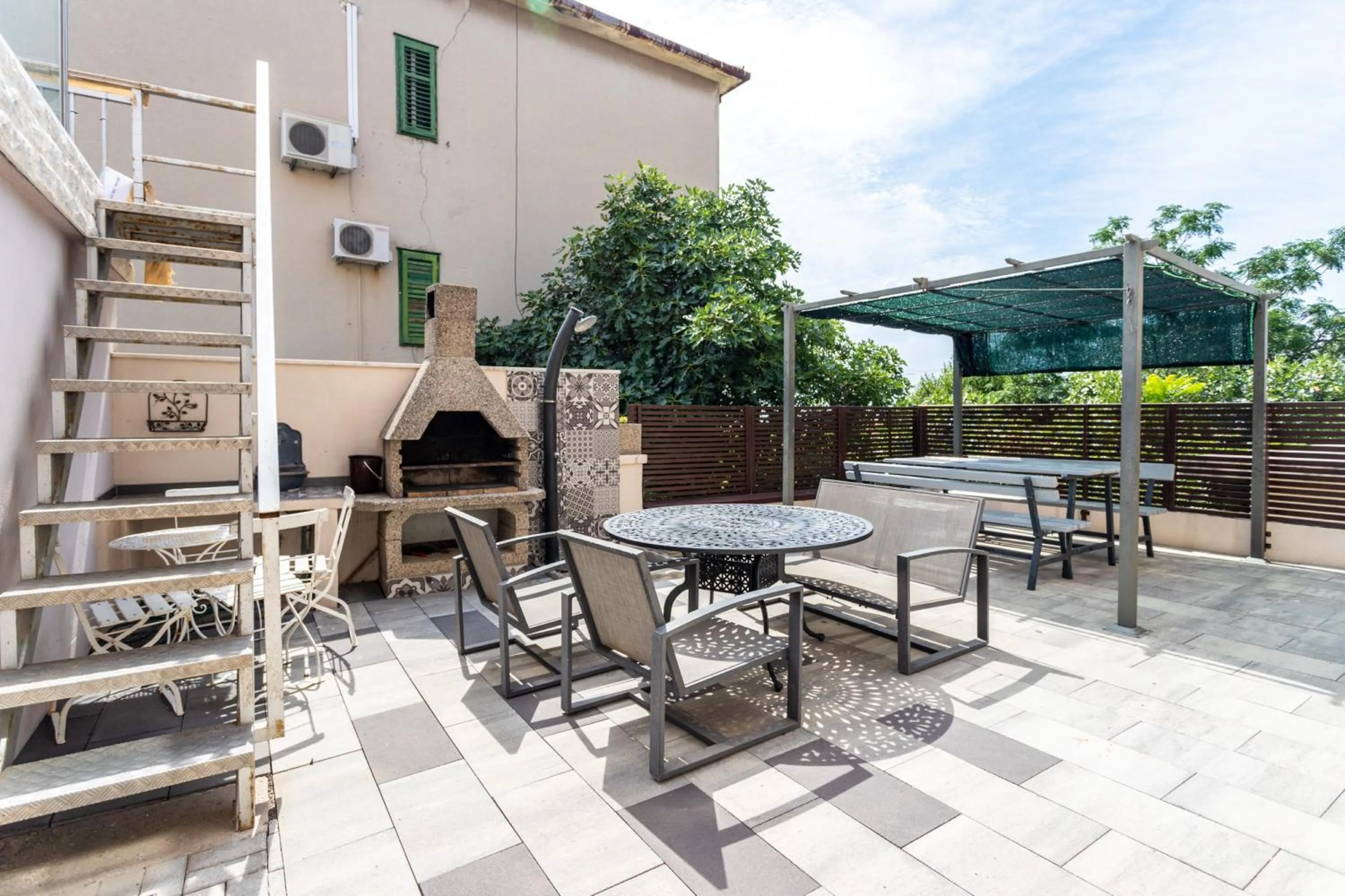 Seating area in Villa Violeta with the sea view, 3 min walk to the beach