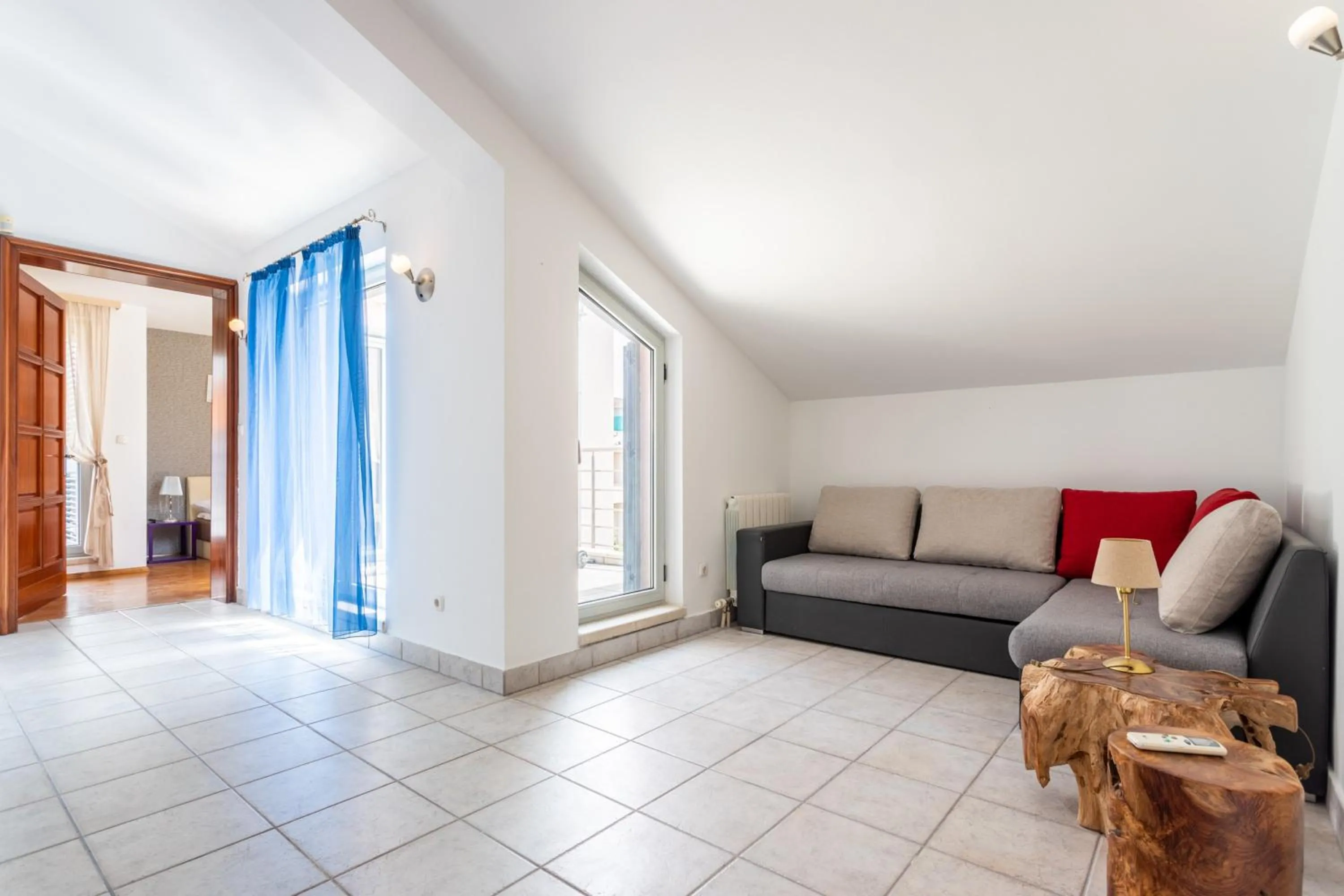 Living room in Villa Violeta with the sea view, 3 min walk to the beach