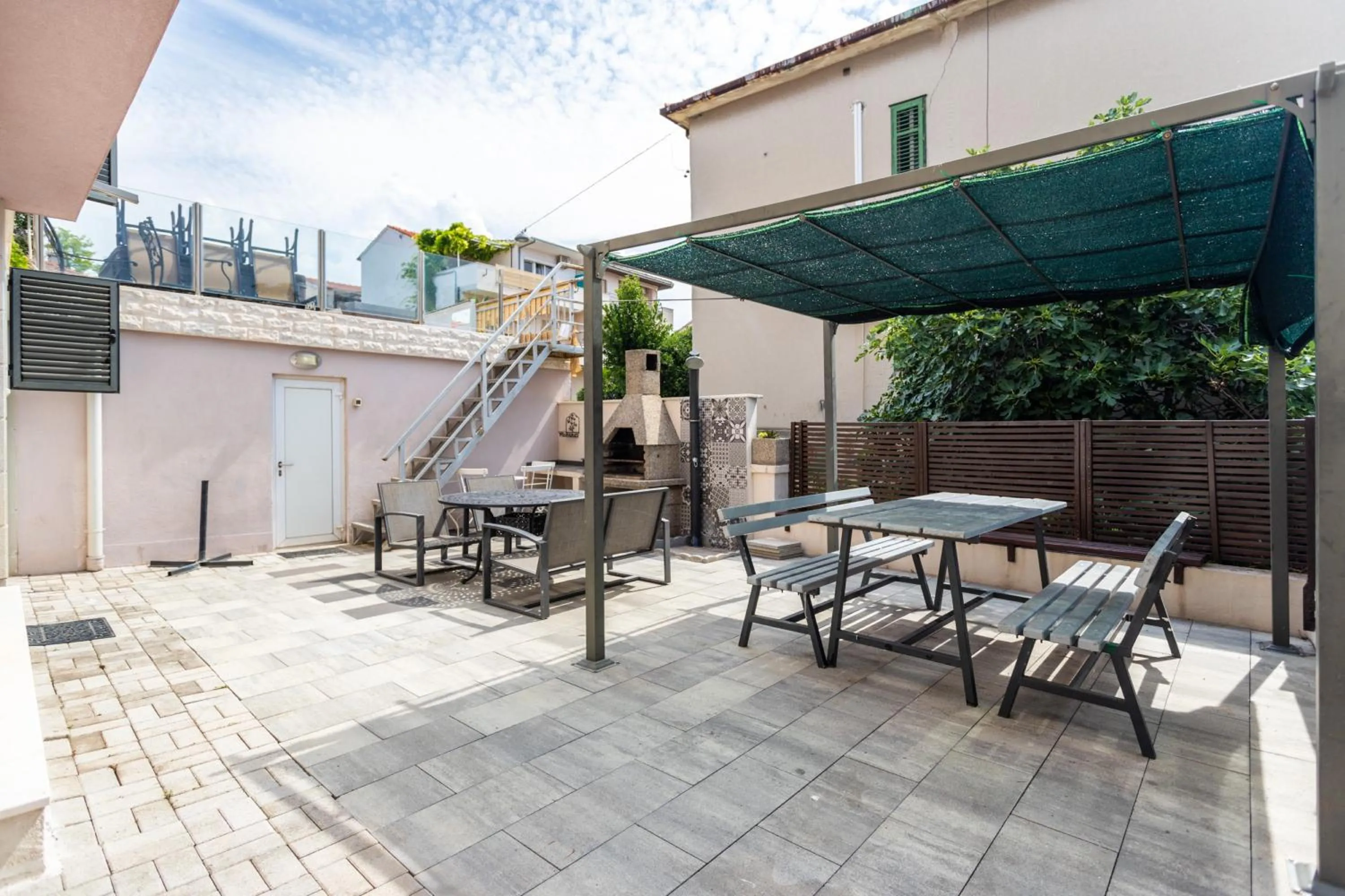 Patio in Villa Violeta with the sea view, 3 min walk to the beach