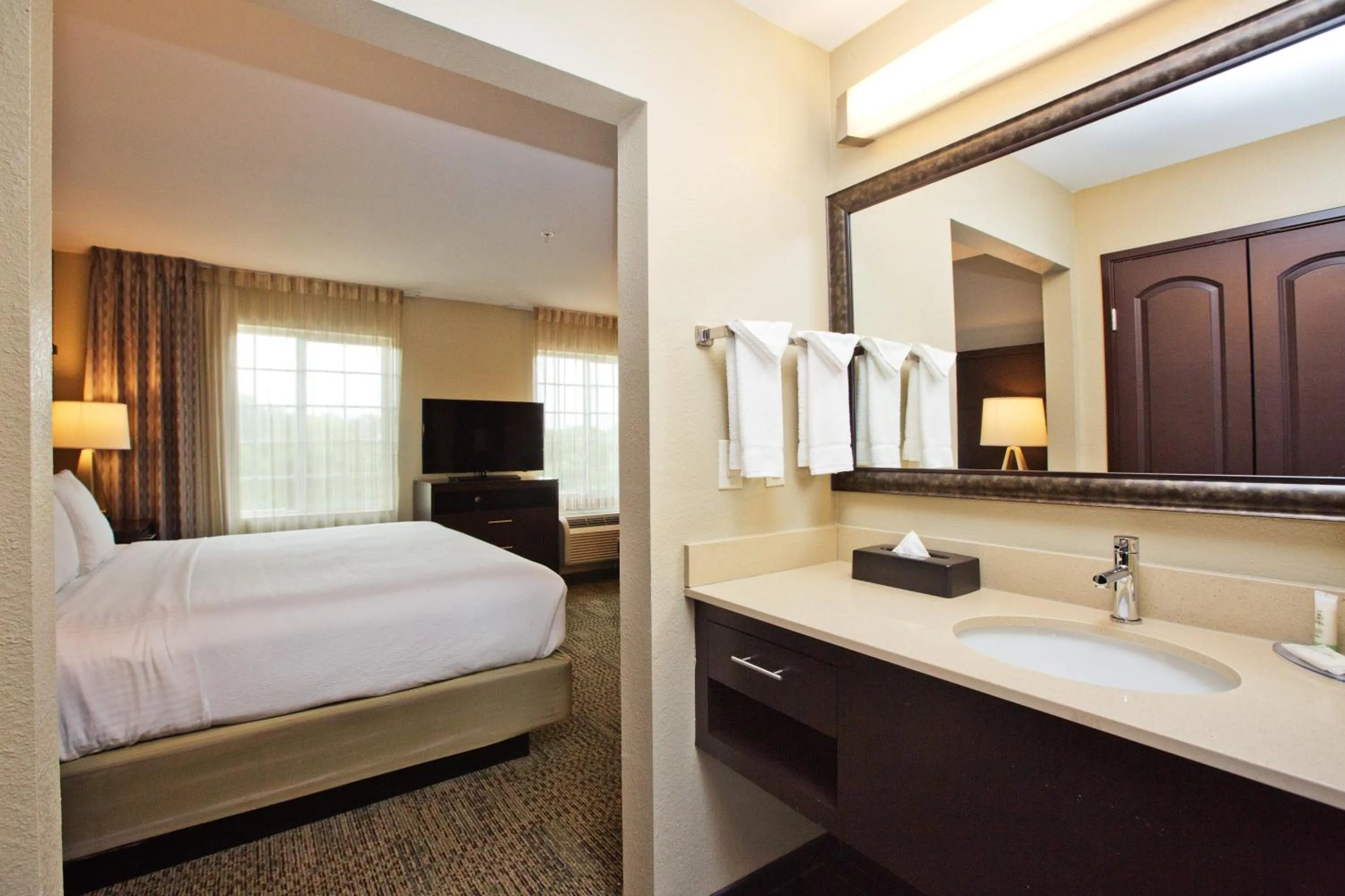 Bathroom, Bed in Staybridge Suites Austin South Interstate Hwy 35 by IHG