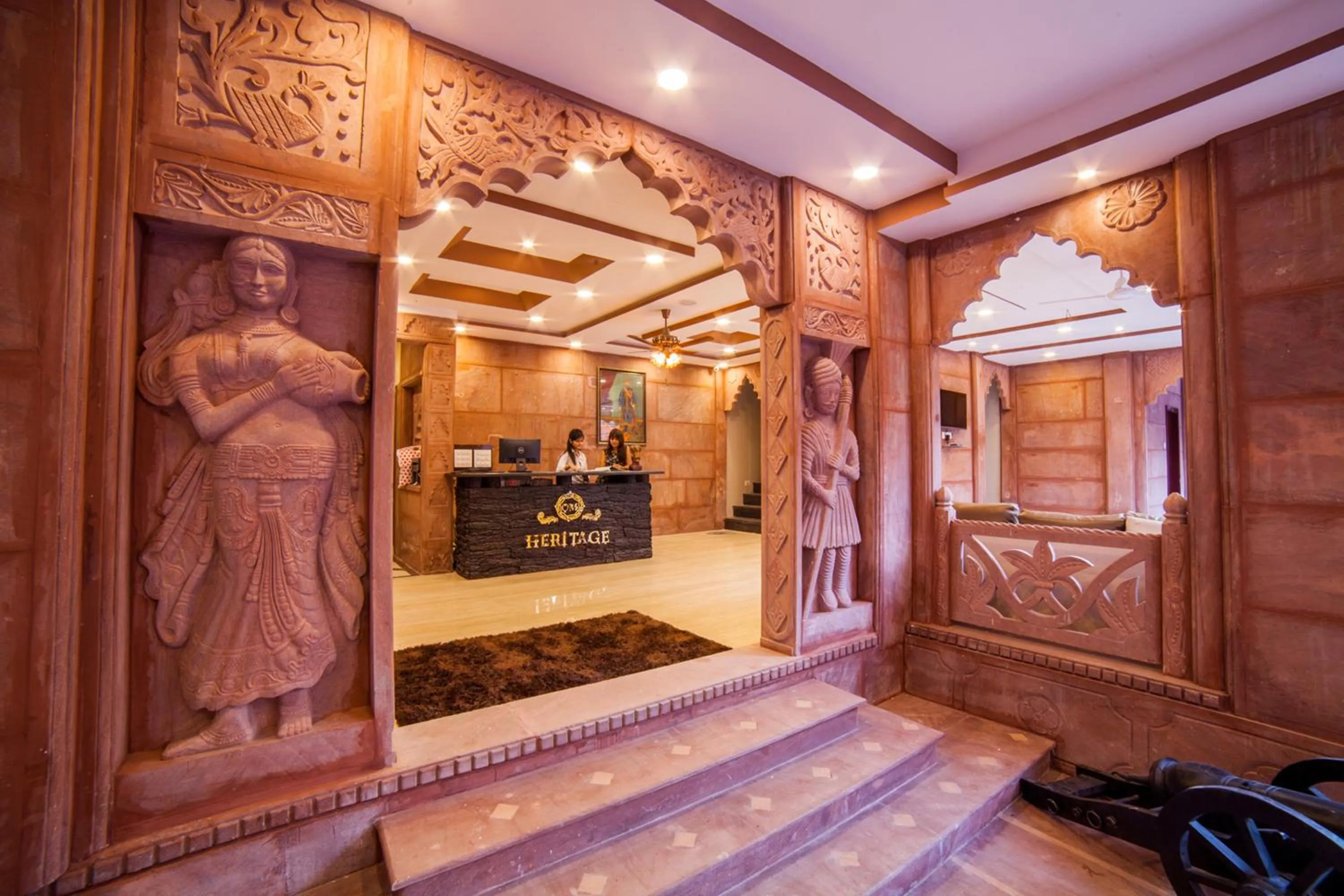 Lobby or reception in Om Heritage Haveli