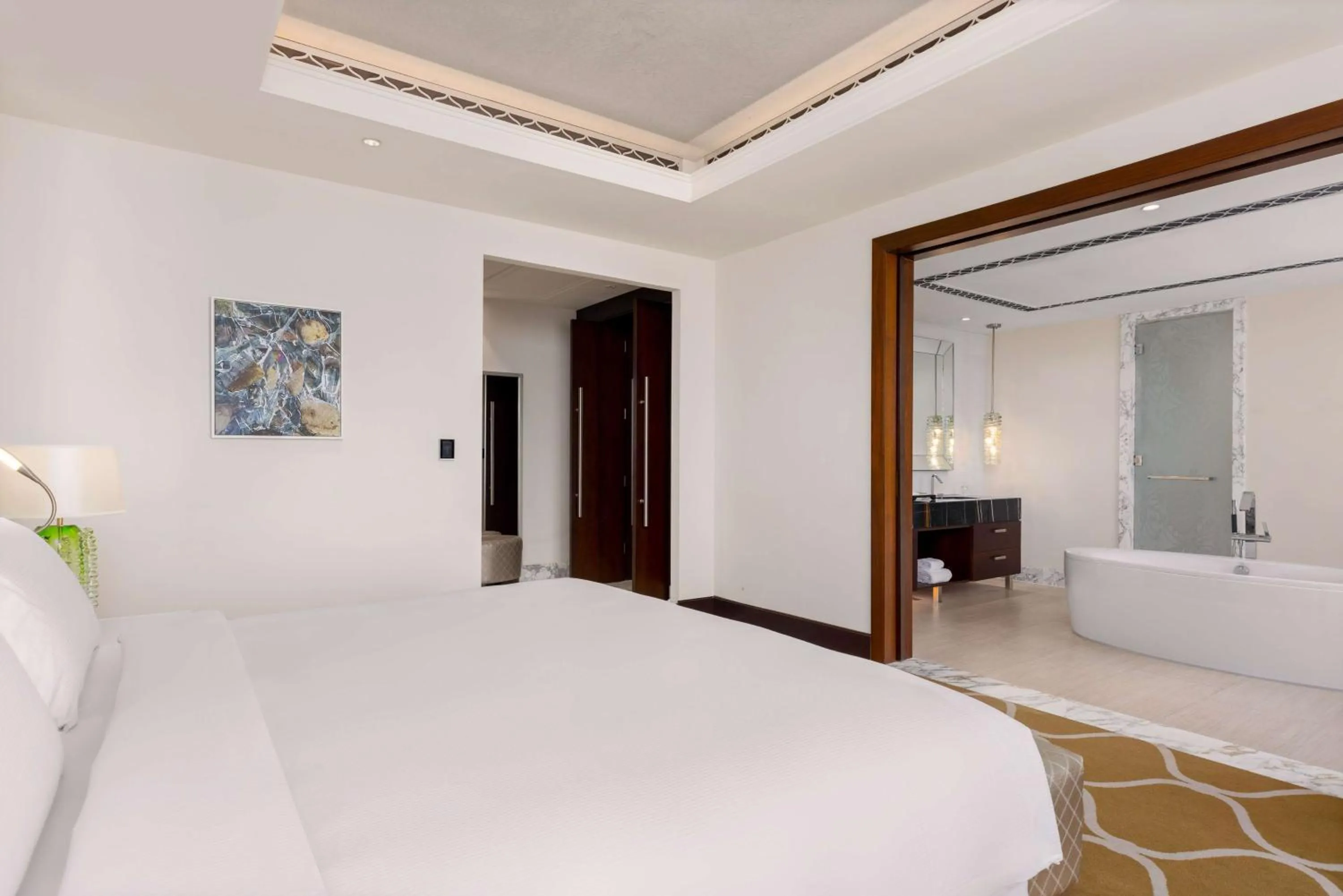Bathroom, Bed in Hilton Dubai Al Habtoor City