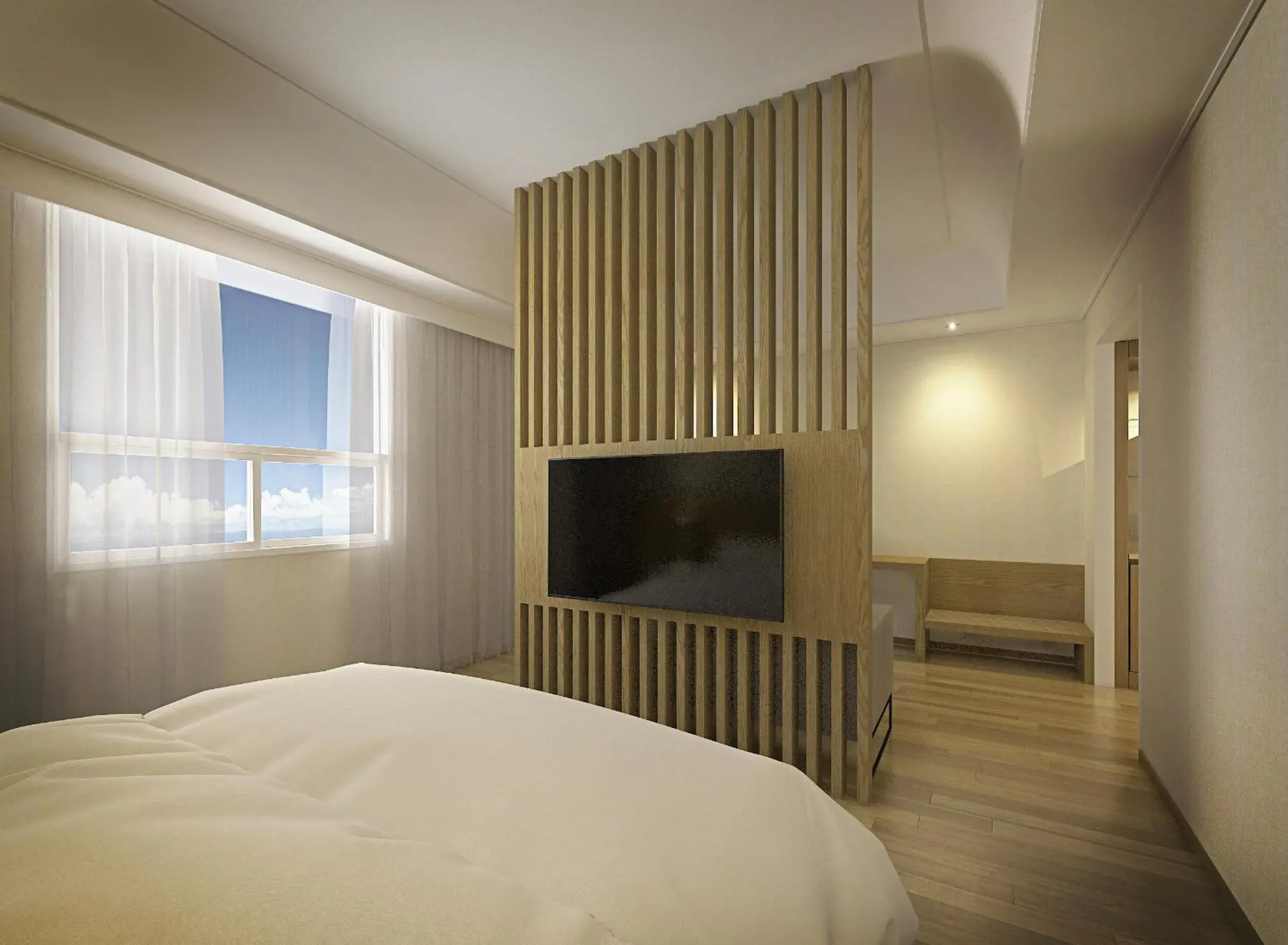 Communal lounge/ TV room, Bed in Crown Hotel Changwon Communal lounge/ TV room, Bed in Crown Hotel Changwon