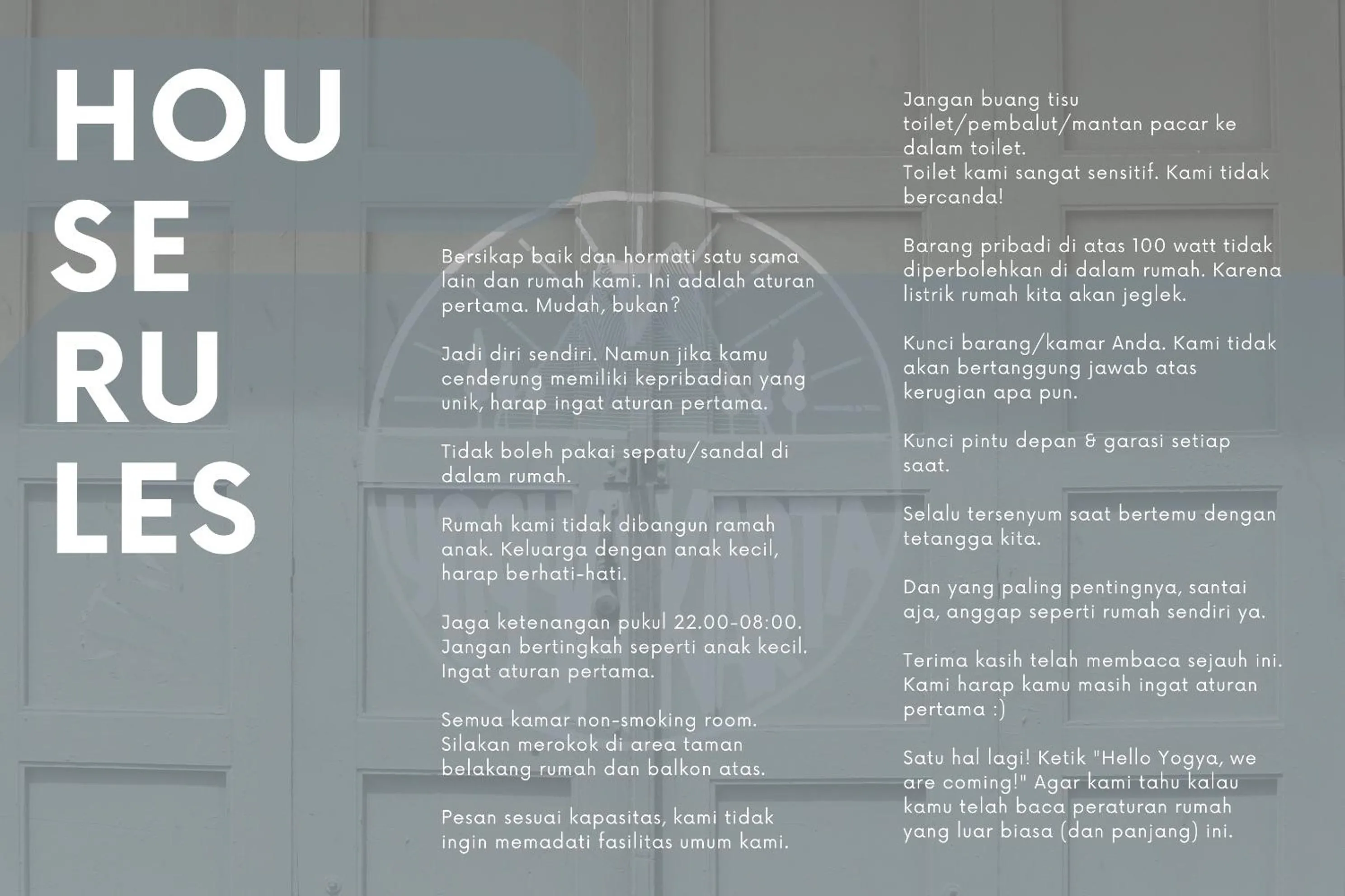 Text overlay in Yogyakarta BnB Malioboro