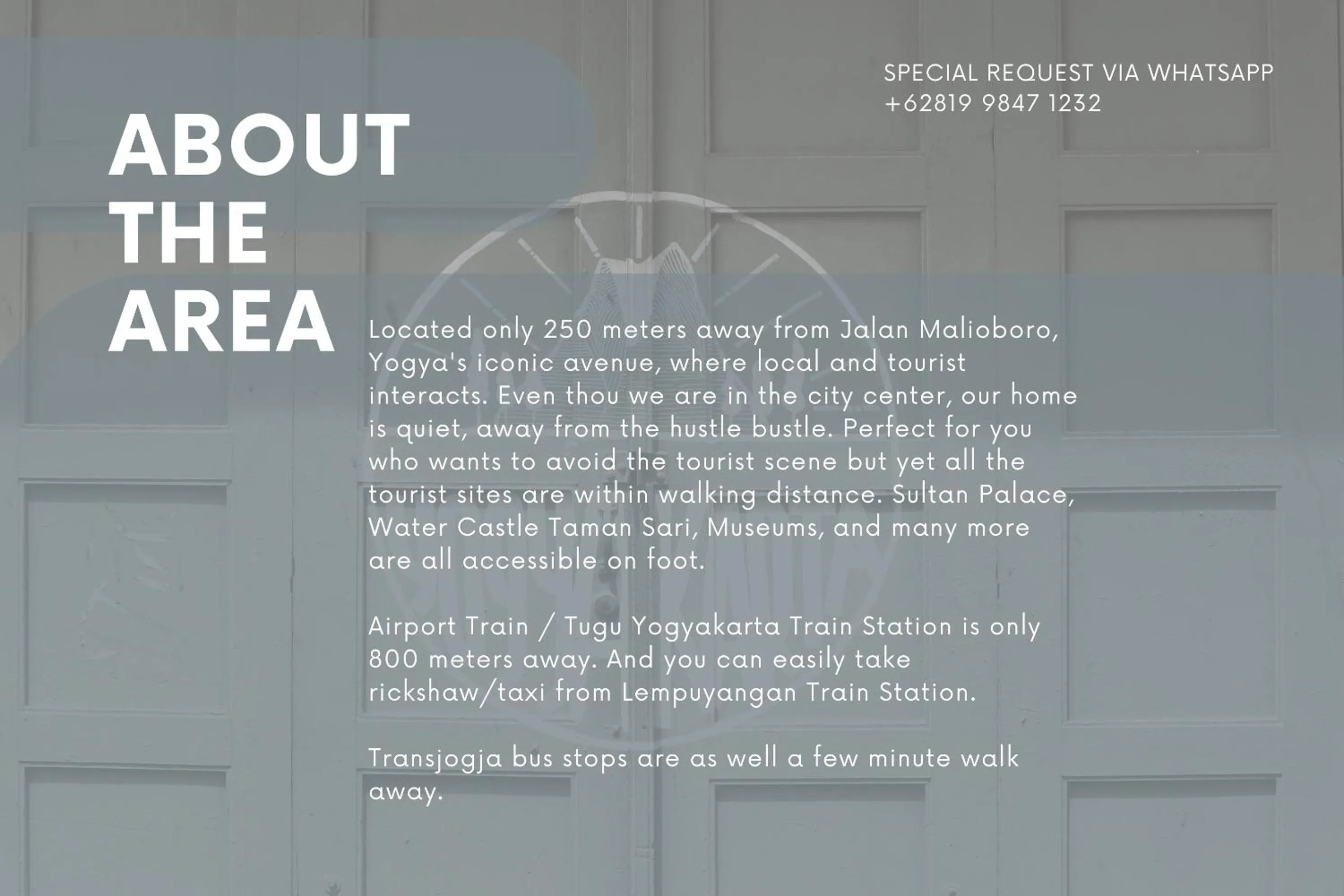 Text overlay in Yogyakarta BnB Malioboro