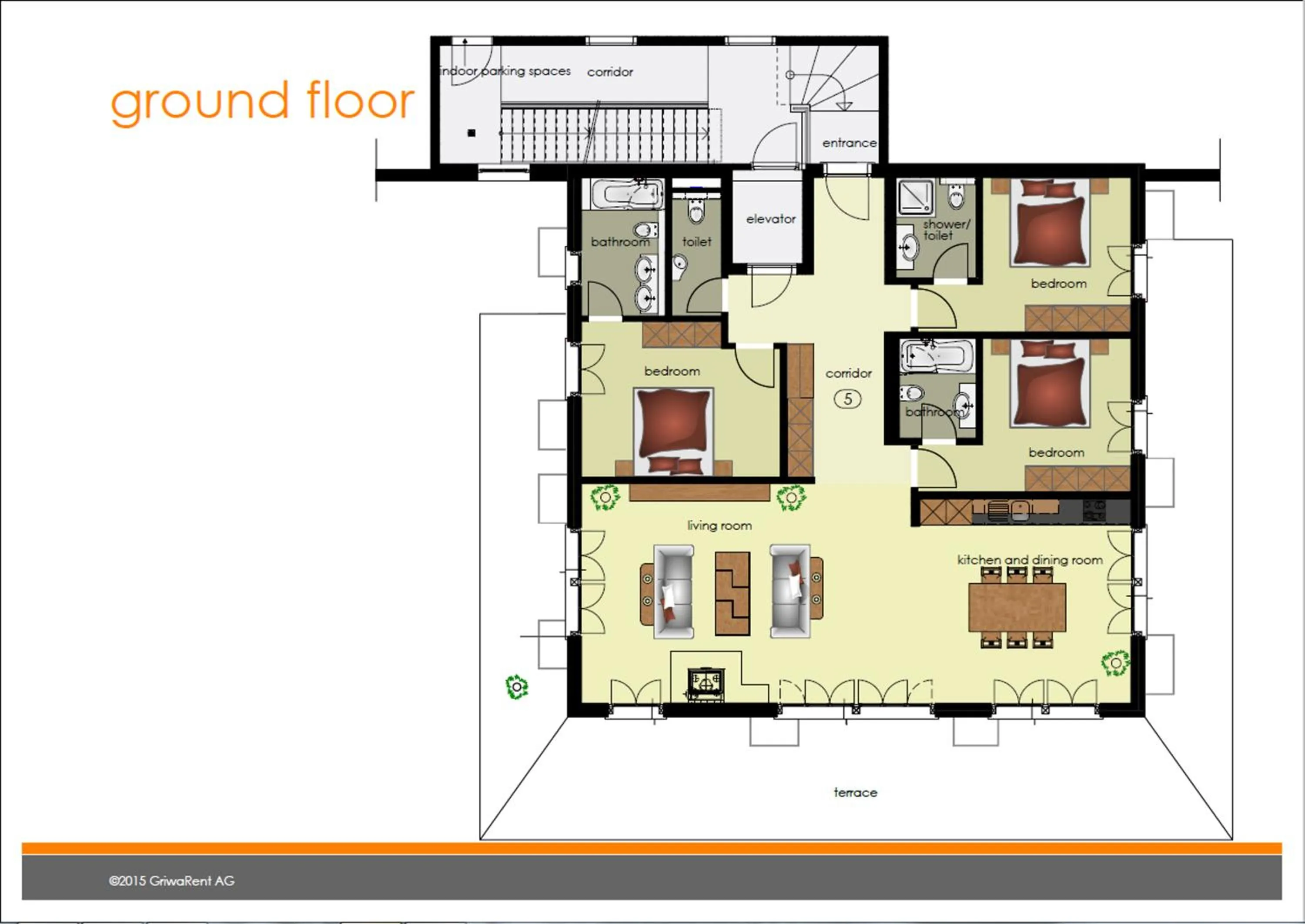 Floor plan in Apartment Delta - GRIWA RENT AG