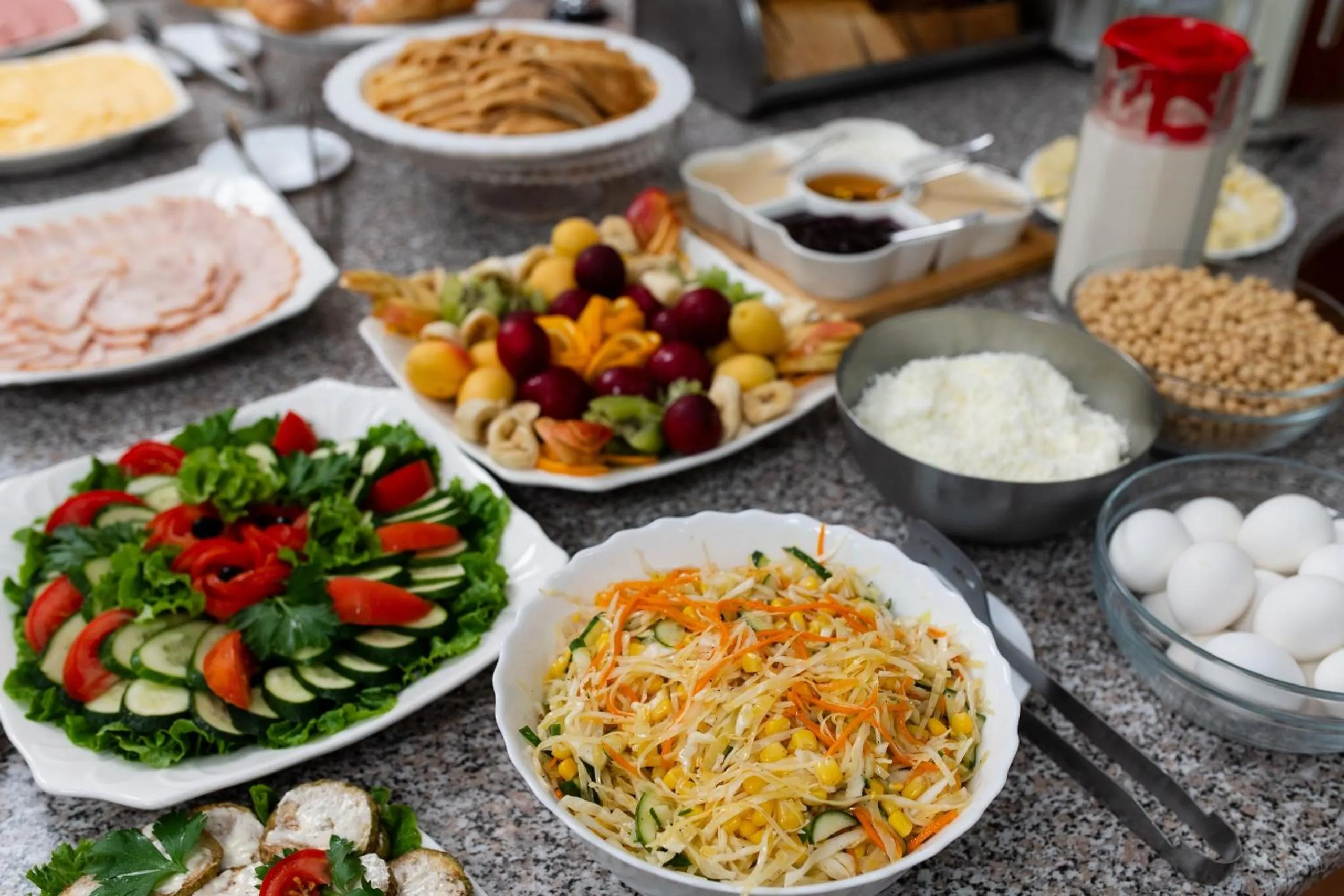 Buffet breakfast in Aktobe Hotel