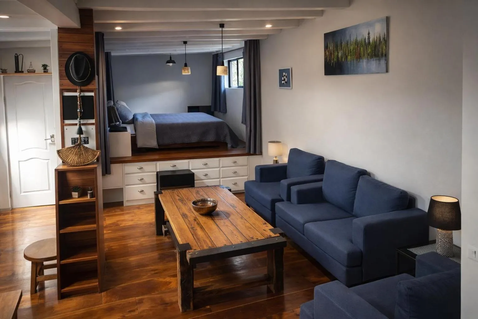Living room, Bed in La Bicok EcoLodge