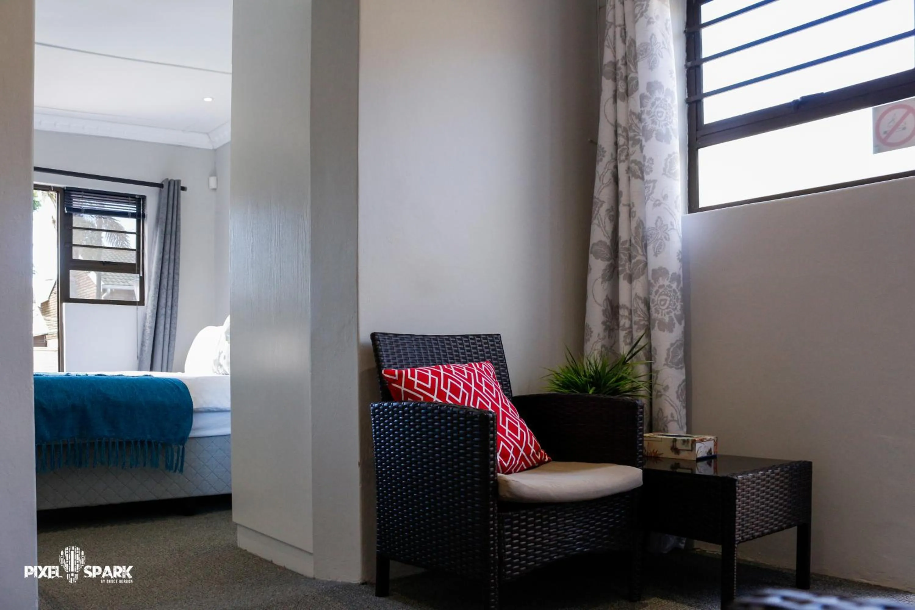 Seating area, Bed in Tyday Accommodation