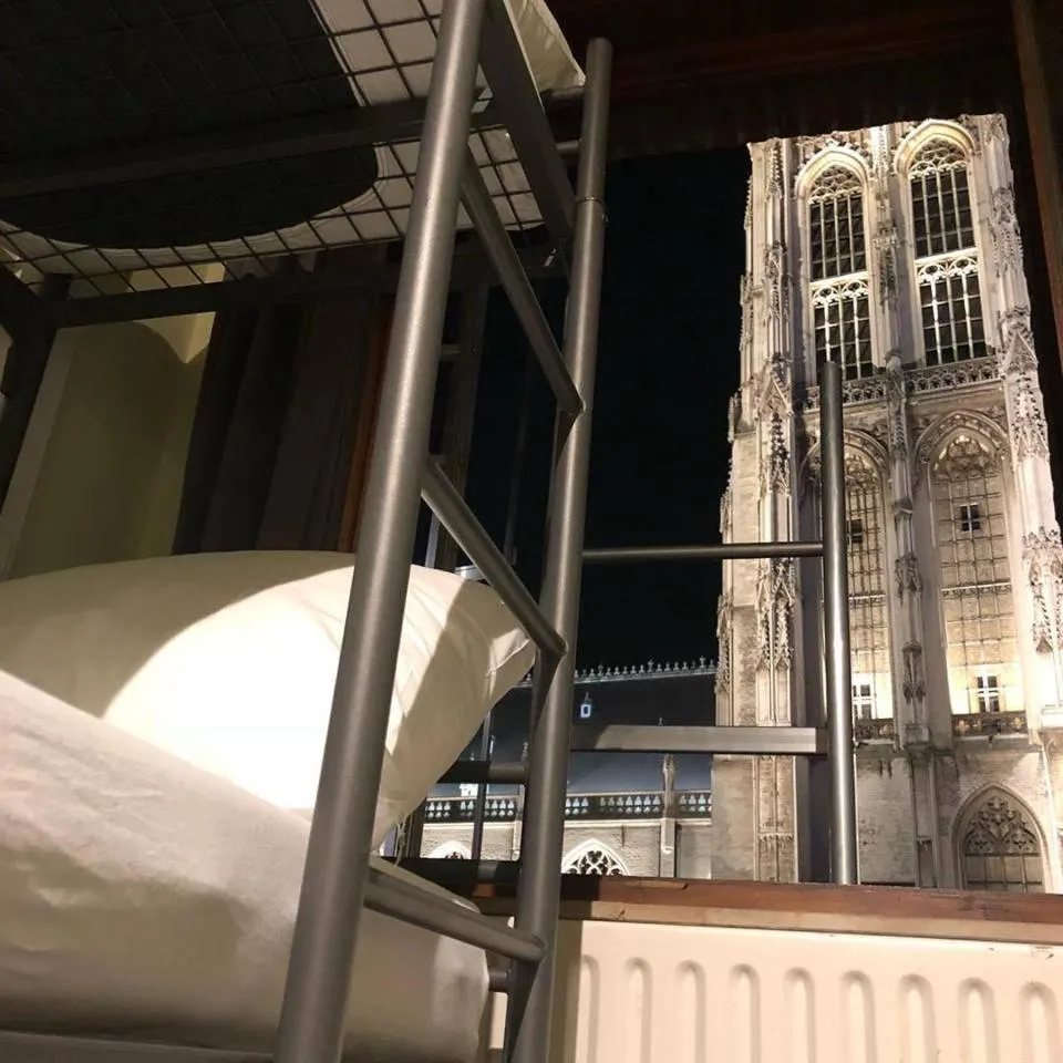Landmark view, Bed in Antwerp City Hostel