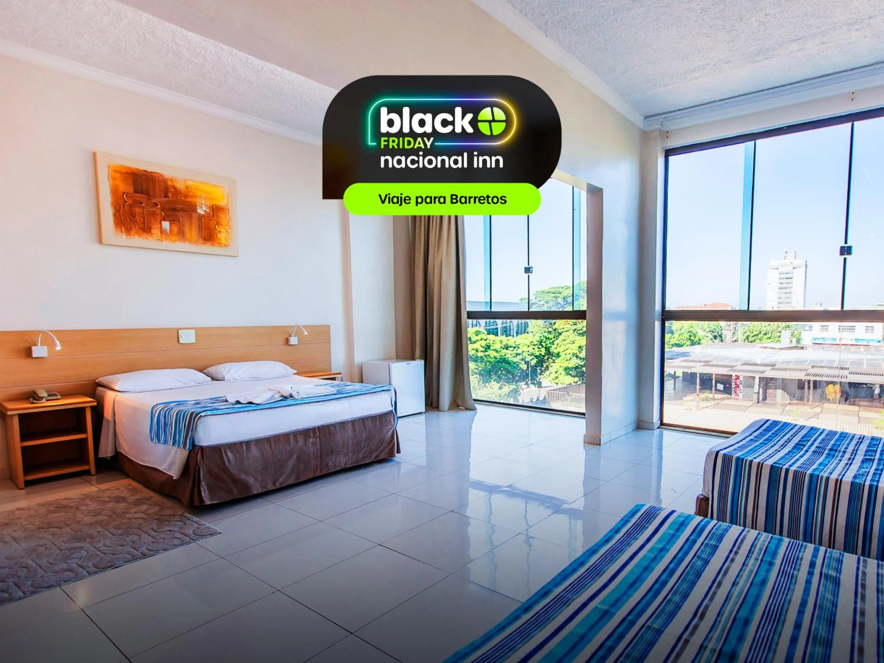 View (from property/room), Bed in Hotel Dan Inn Barretos by Nacional Inn