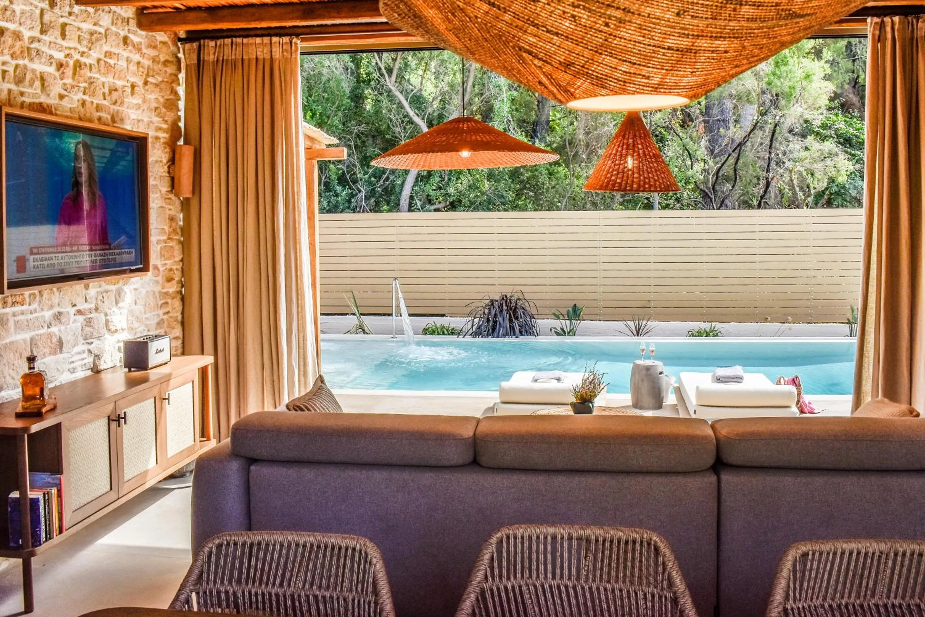 Seating area in Mandraki Village Boutique Hotel