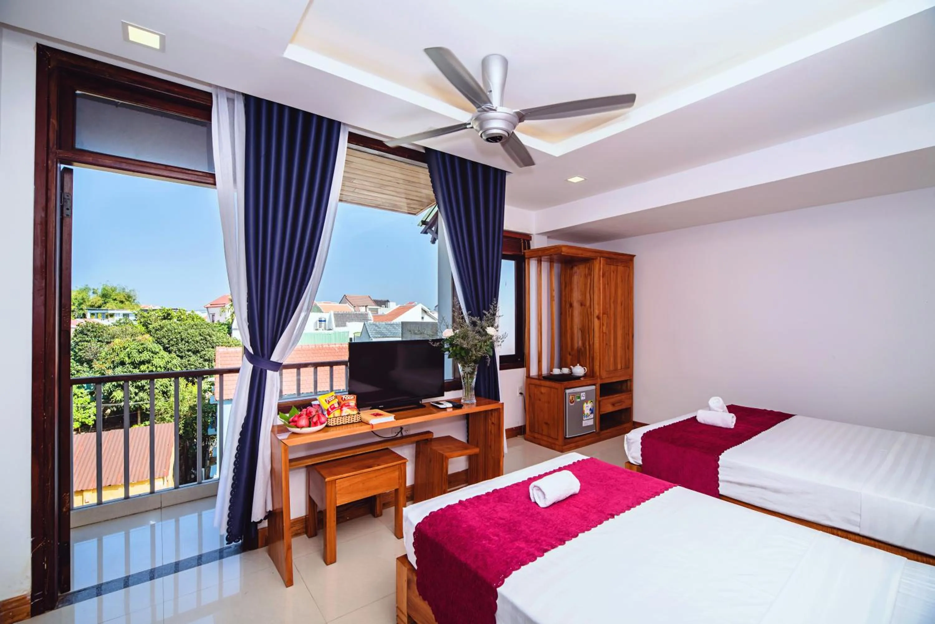 Balcony/Terrace, Bed in Riverside Plum Garden Villa