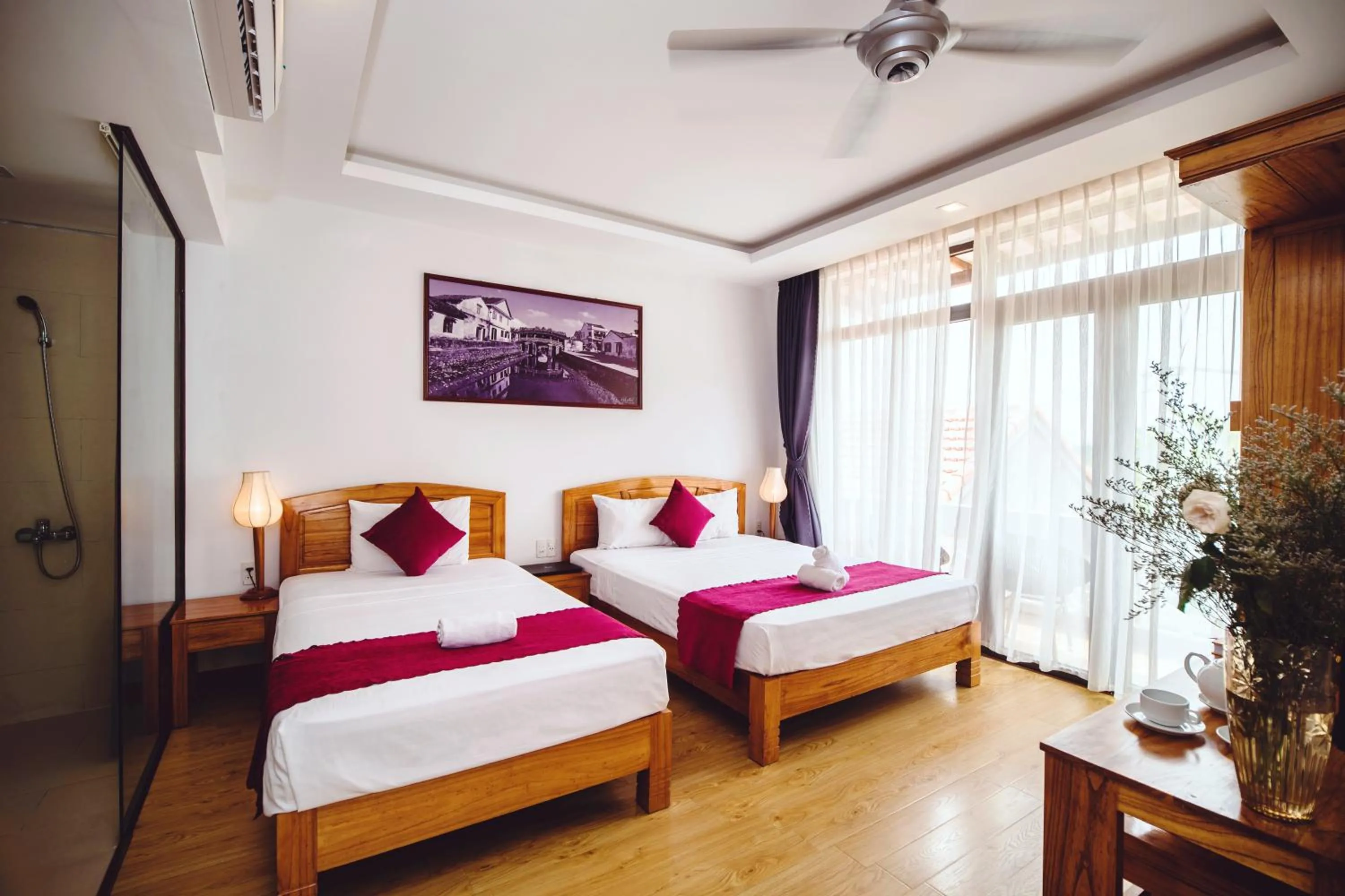 Balcony/Terrace, Bed in Riverside Plum Garden Villa