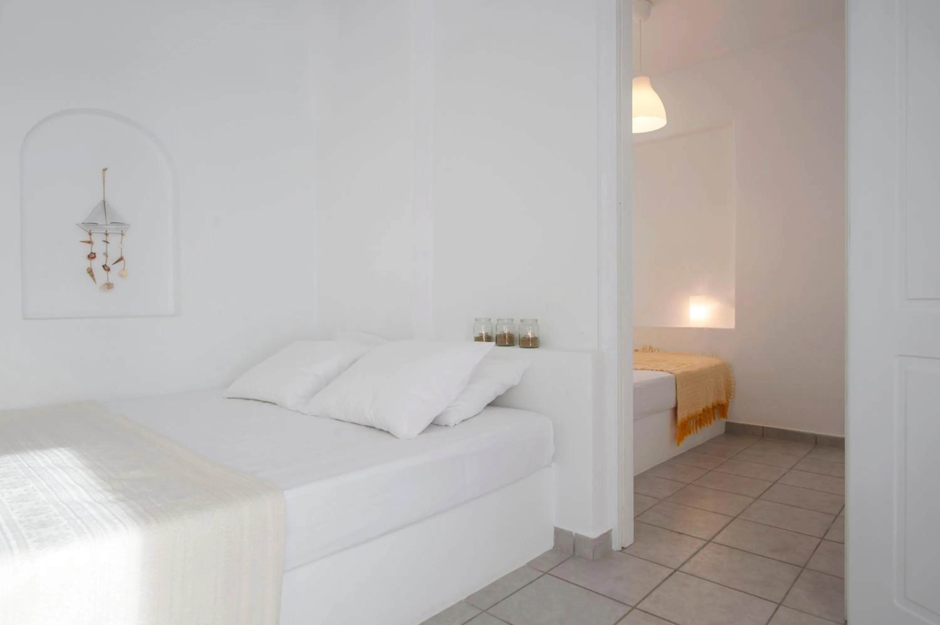 Bedroom, Bed in Cleopatra Seaside Homes, Logaras, Paros