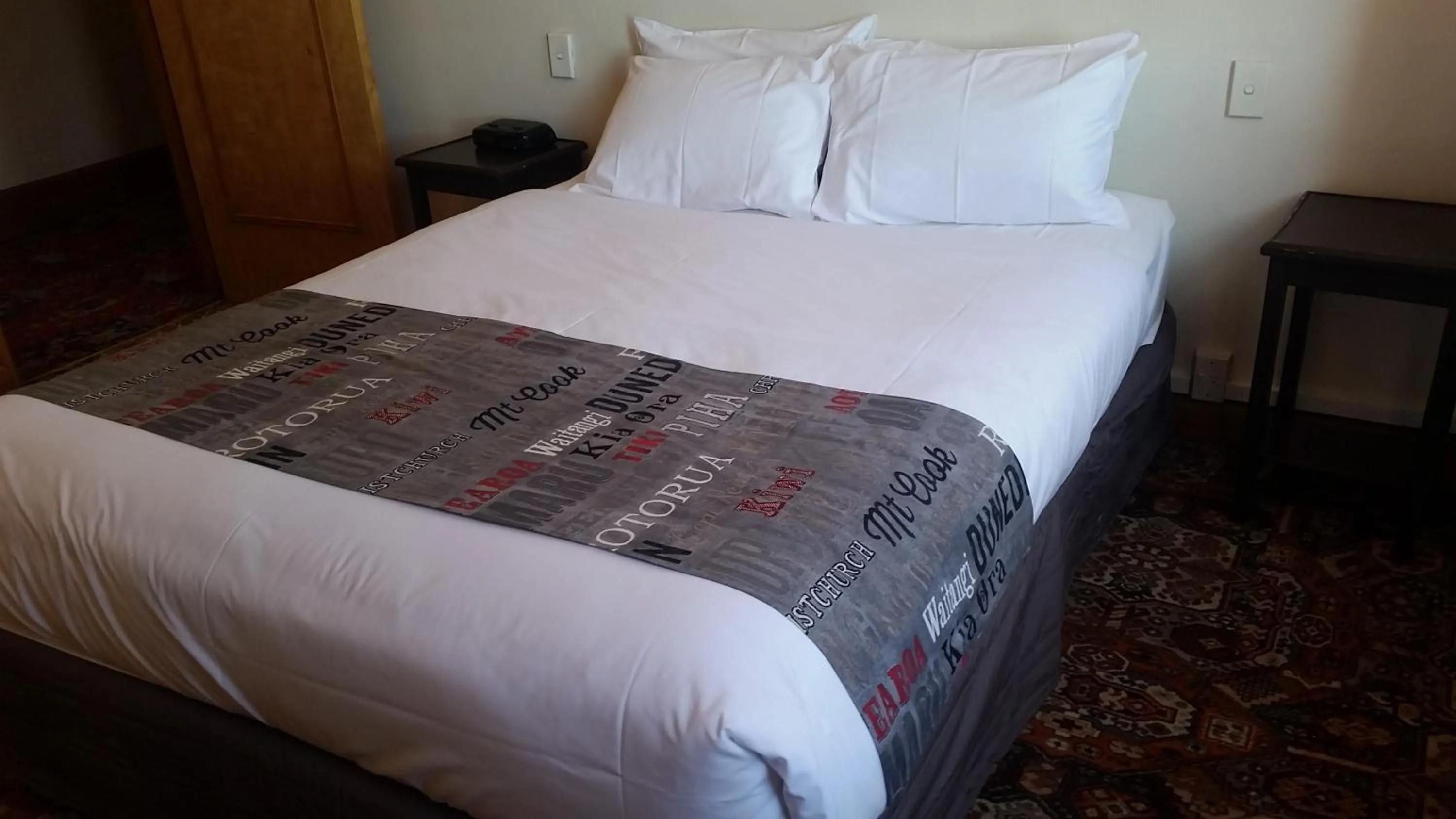Bed in Whakatane Hotel
