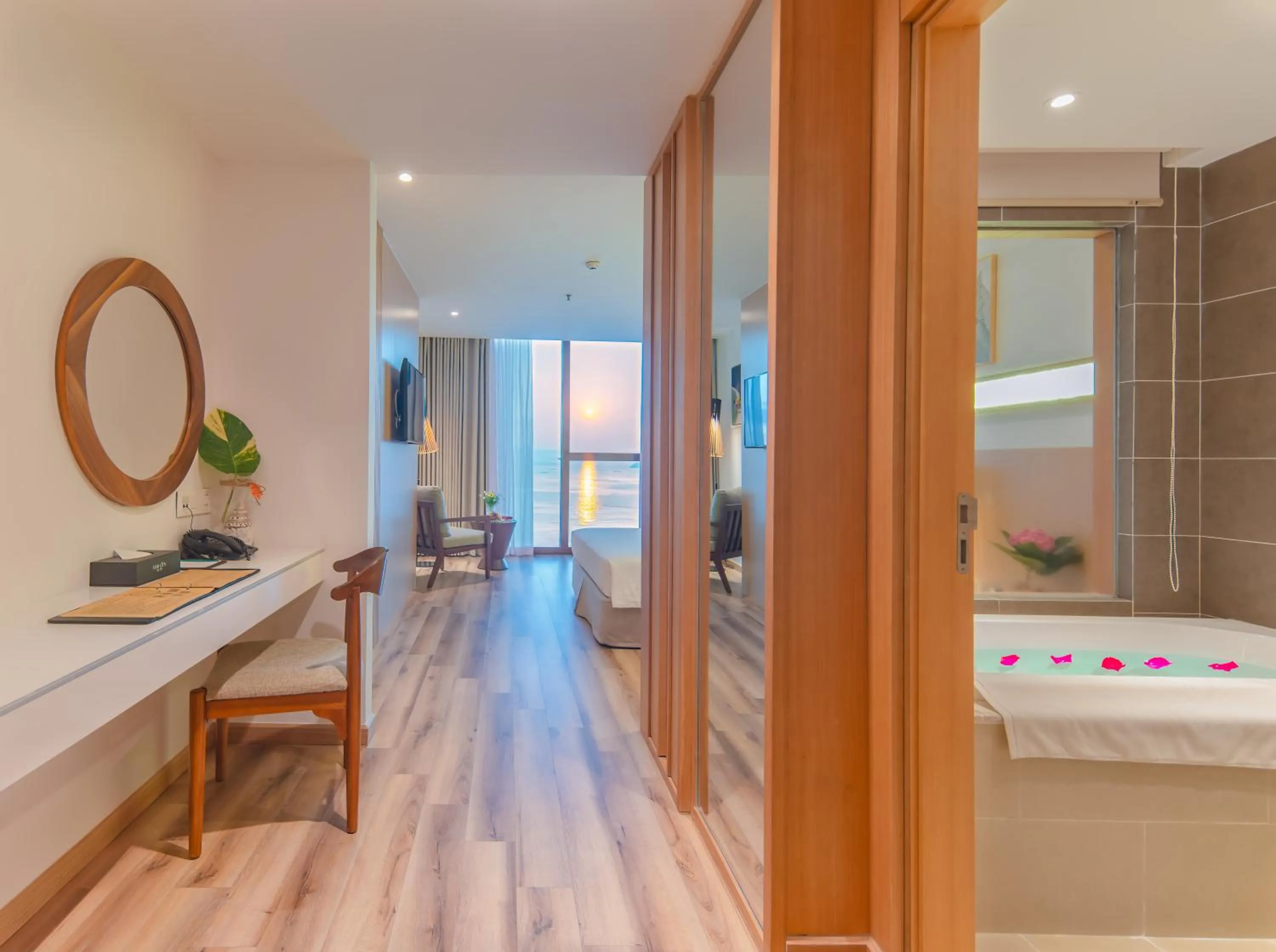 Bathroom, Bed in Starcity Hotel & Condotel Beachfront Nha Trang