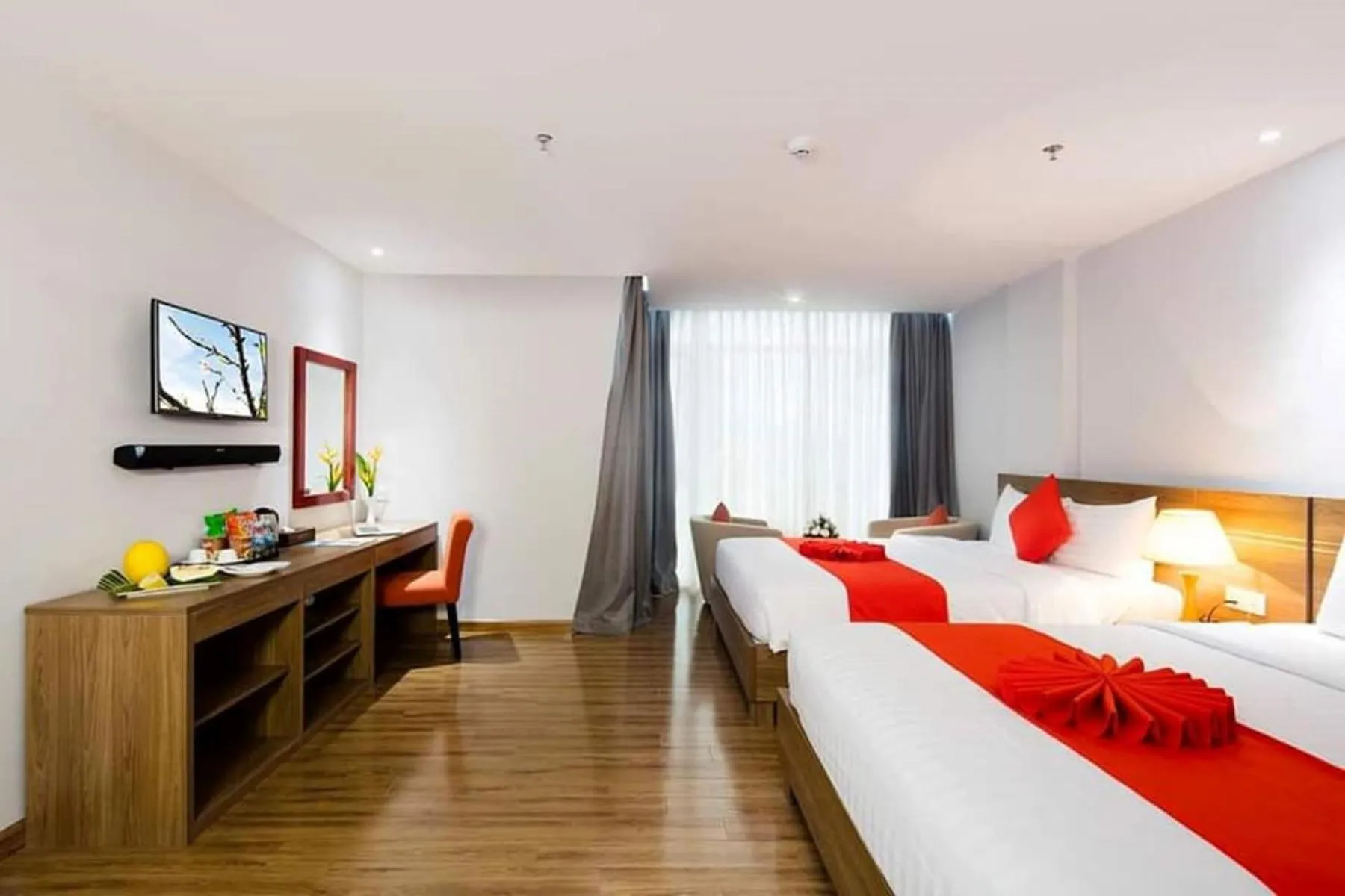 View (from property/room), Bed in Maple Leaf Hotel & Apartment