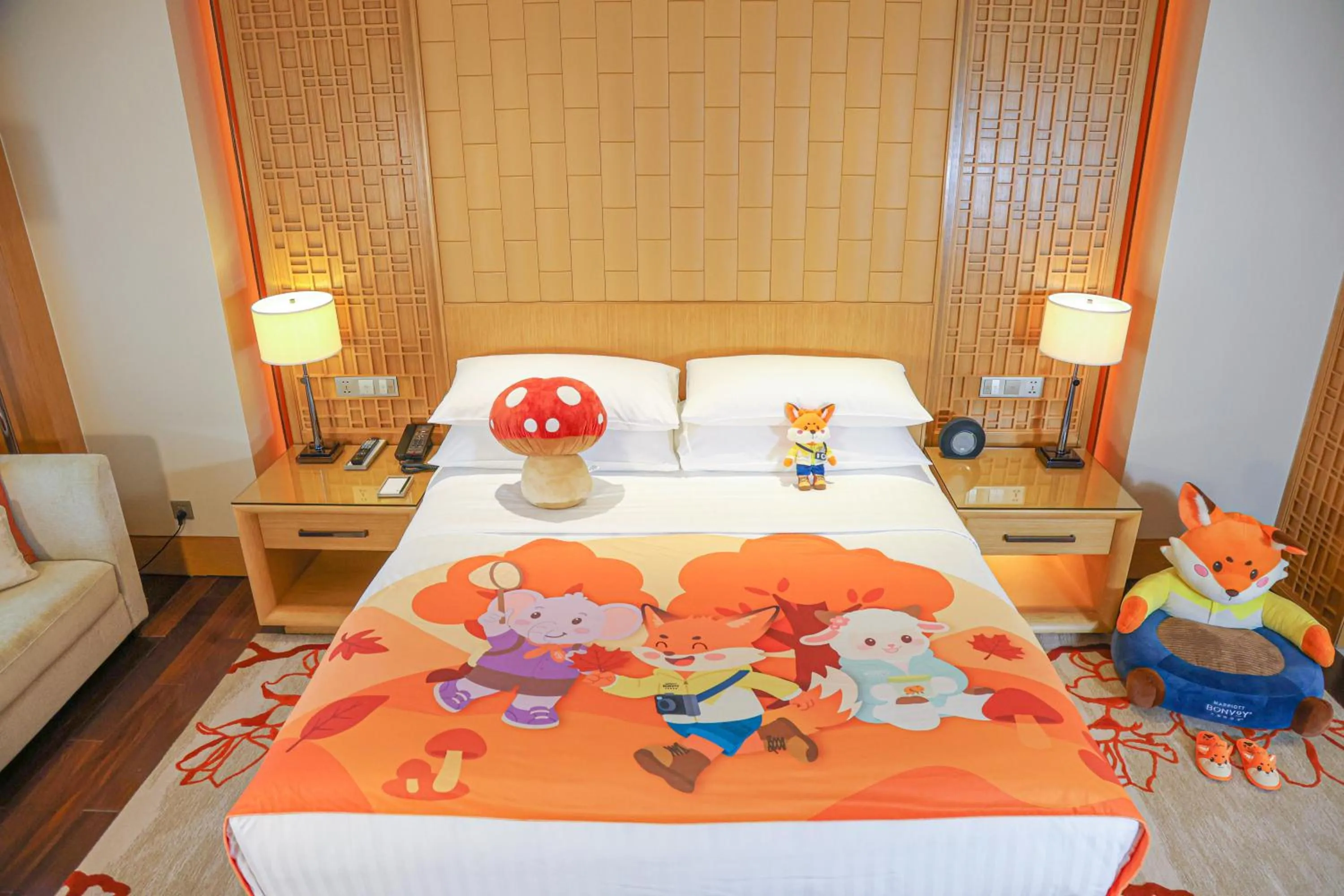 Bed in Zhuhai Marriott Hotel