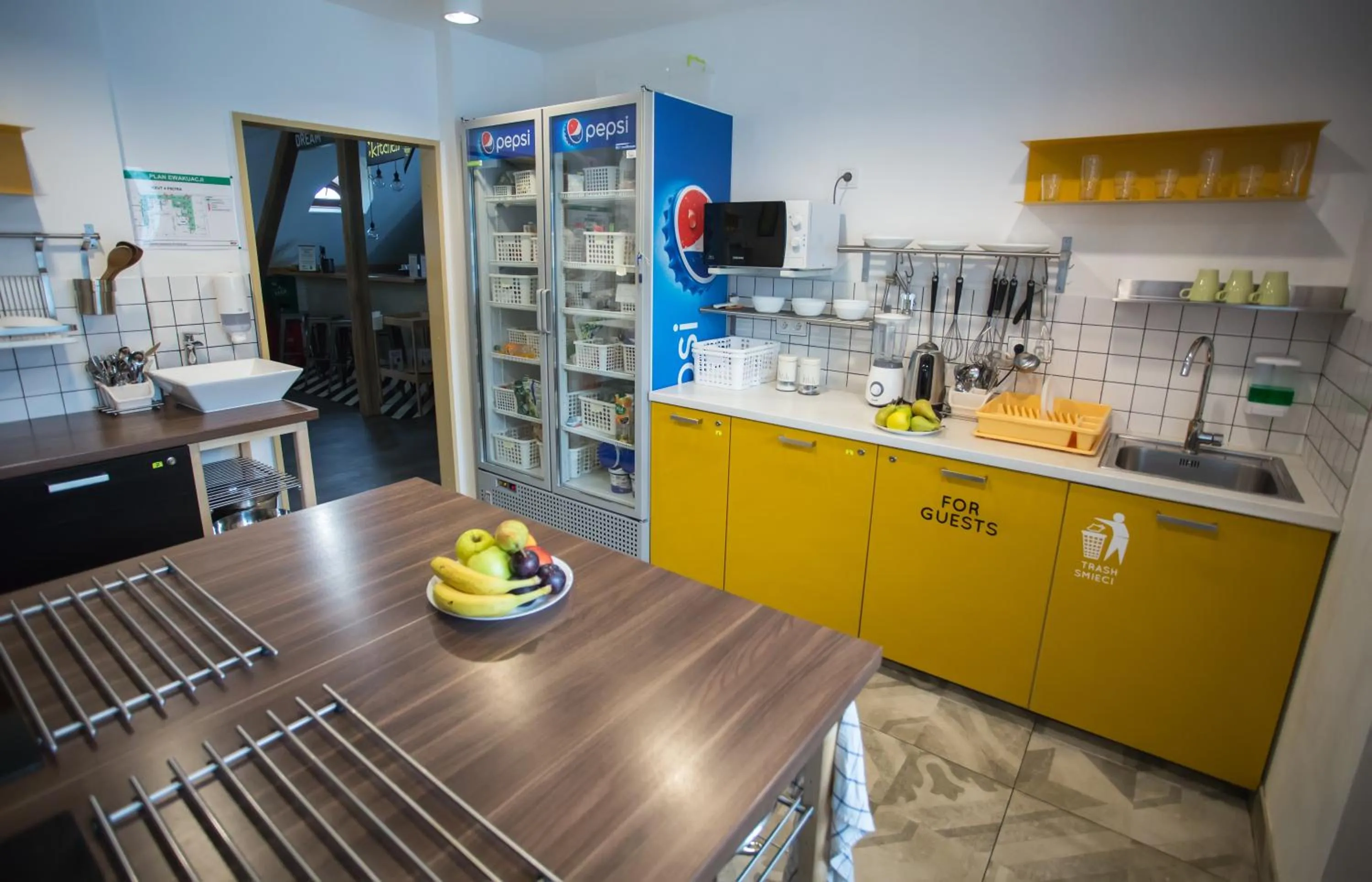 Communal kitchen in Safestay Warsaw Old Town