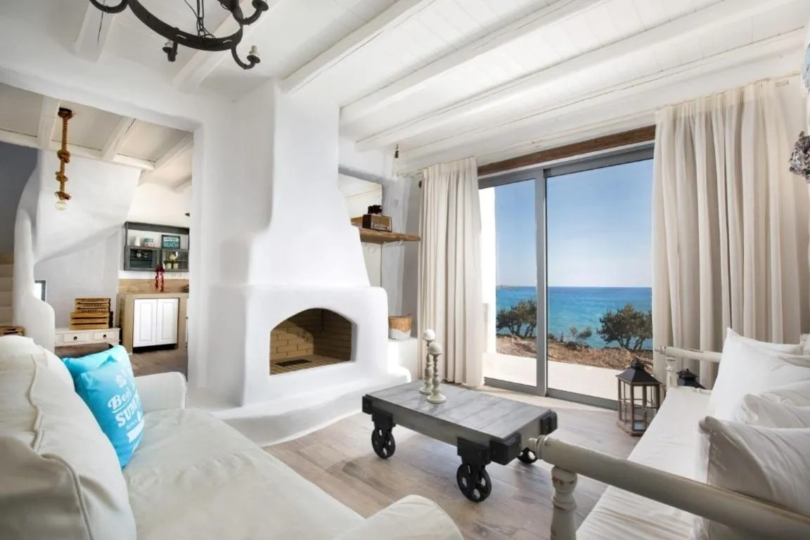 Living room, Bed in Axiotheaton Villas