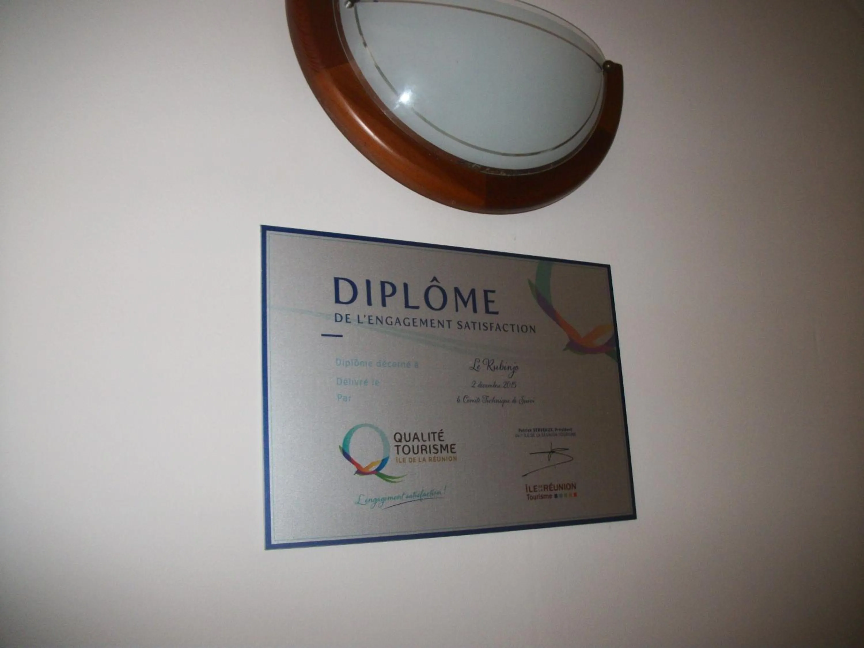 Certificate/Award in Le Rubinjo - Appartement d'hôtes