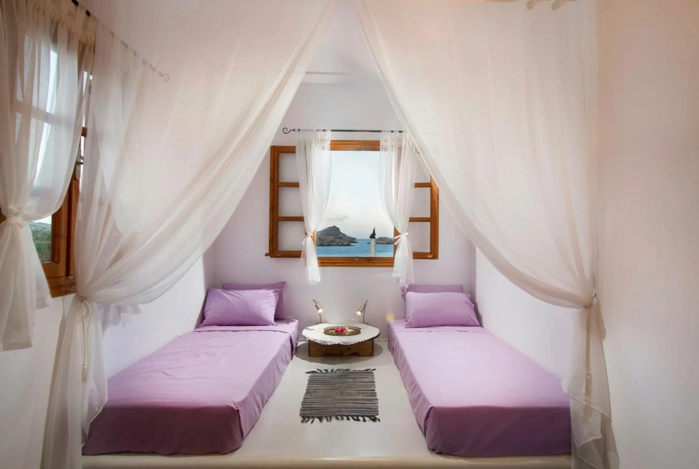 Bedroom, Bed in Lindos Seaside Villa