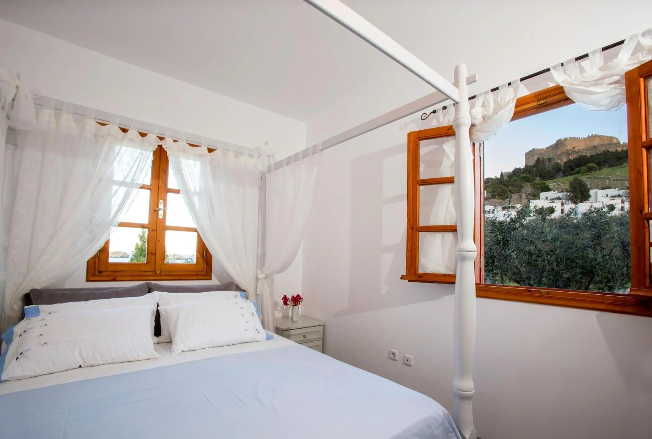 Bedroom, Bed in Lindos Seaside Villa