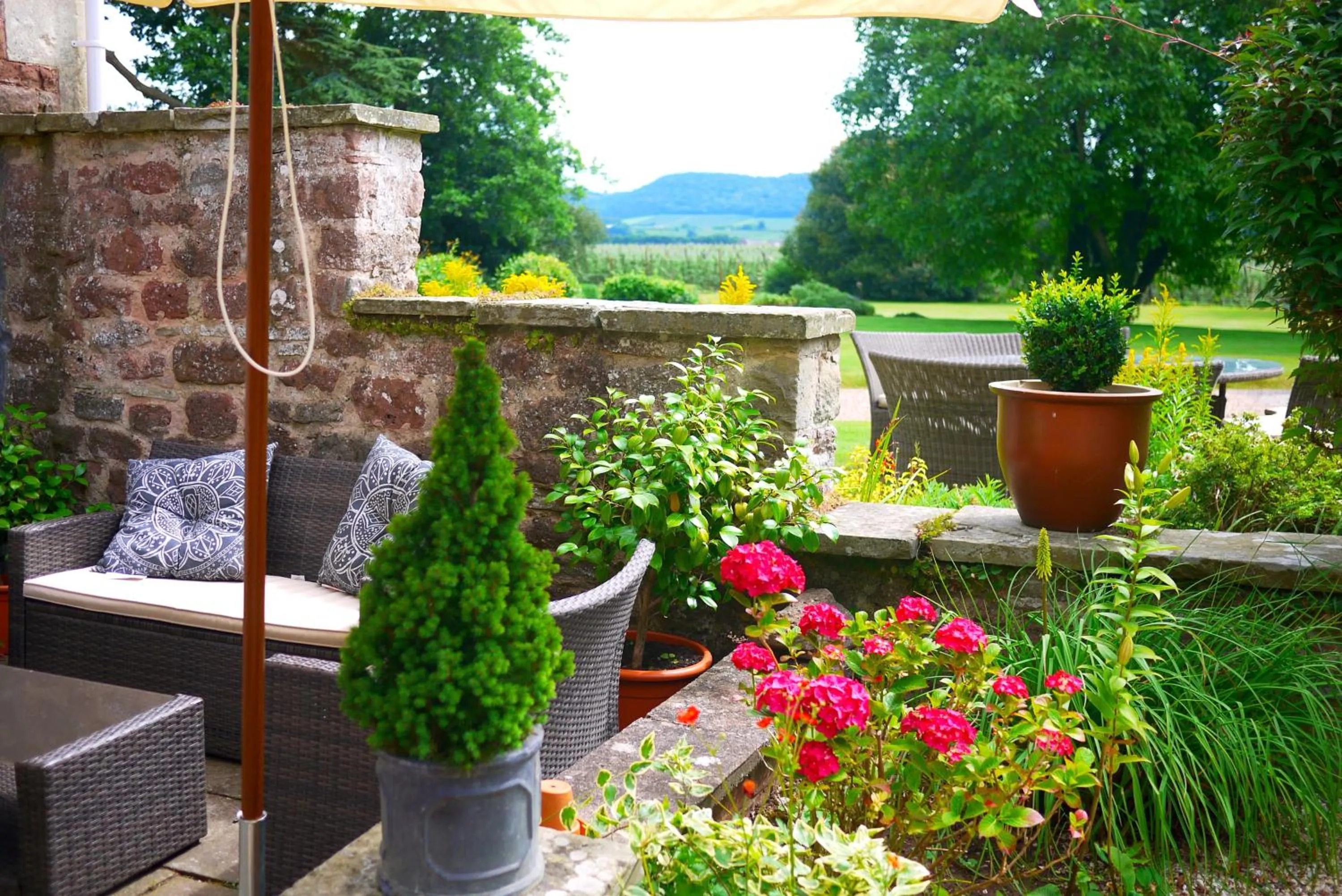 Patio in Glewstone Court Country House Hotel