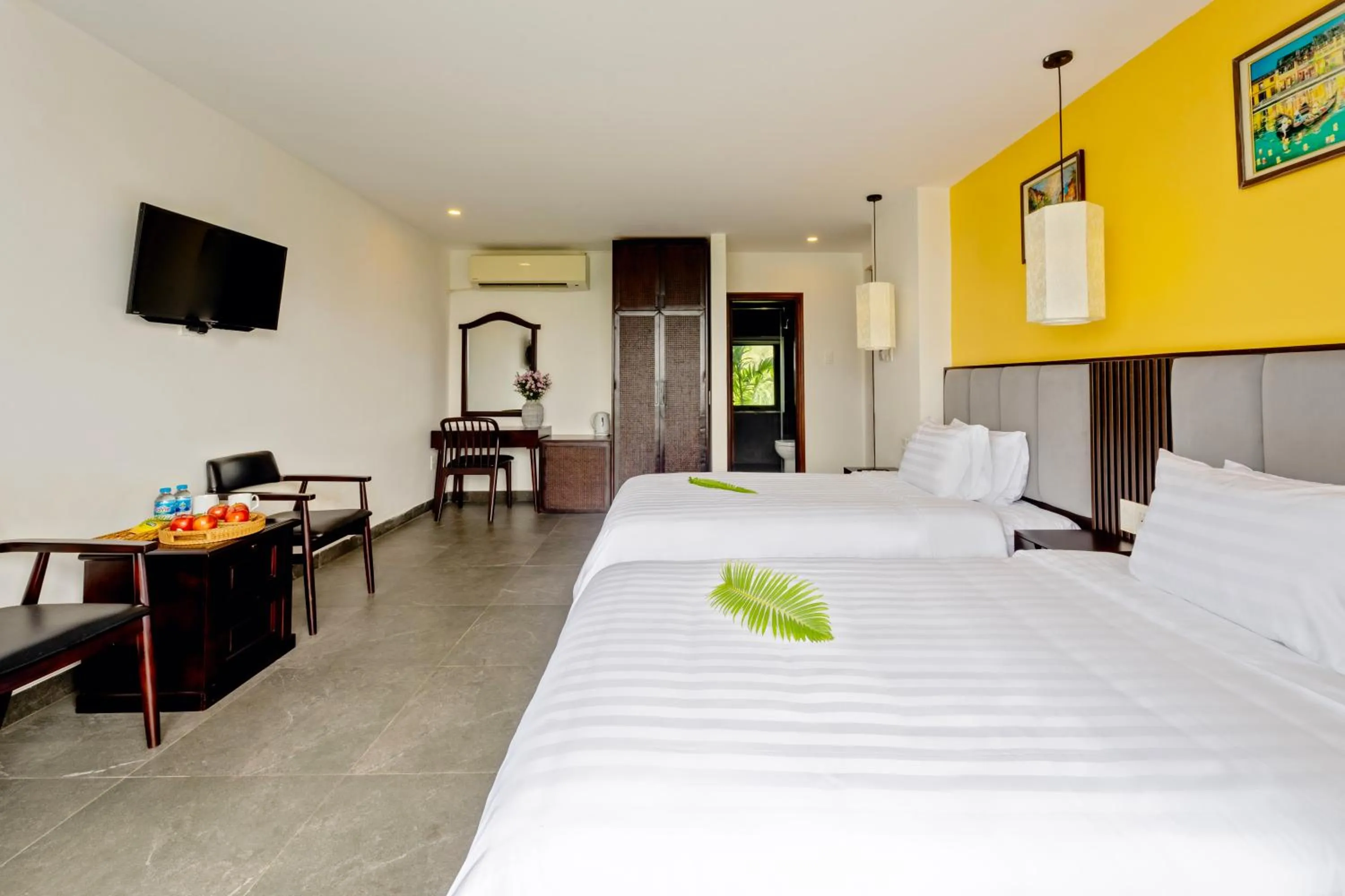 Bed in Serene Riverside Hotel Hoi An