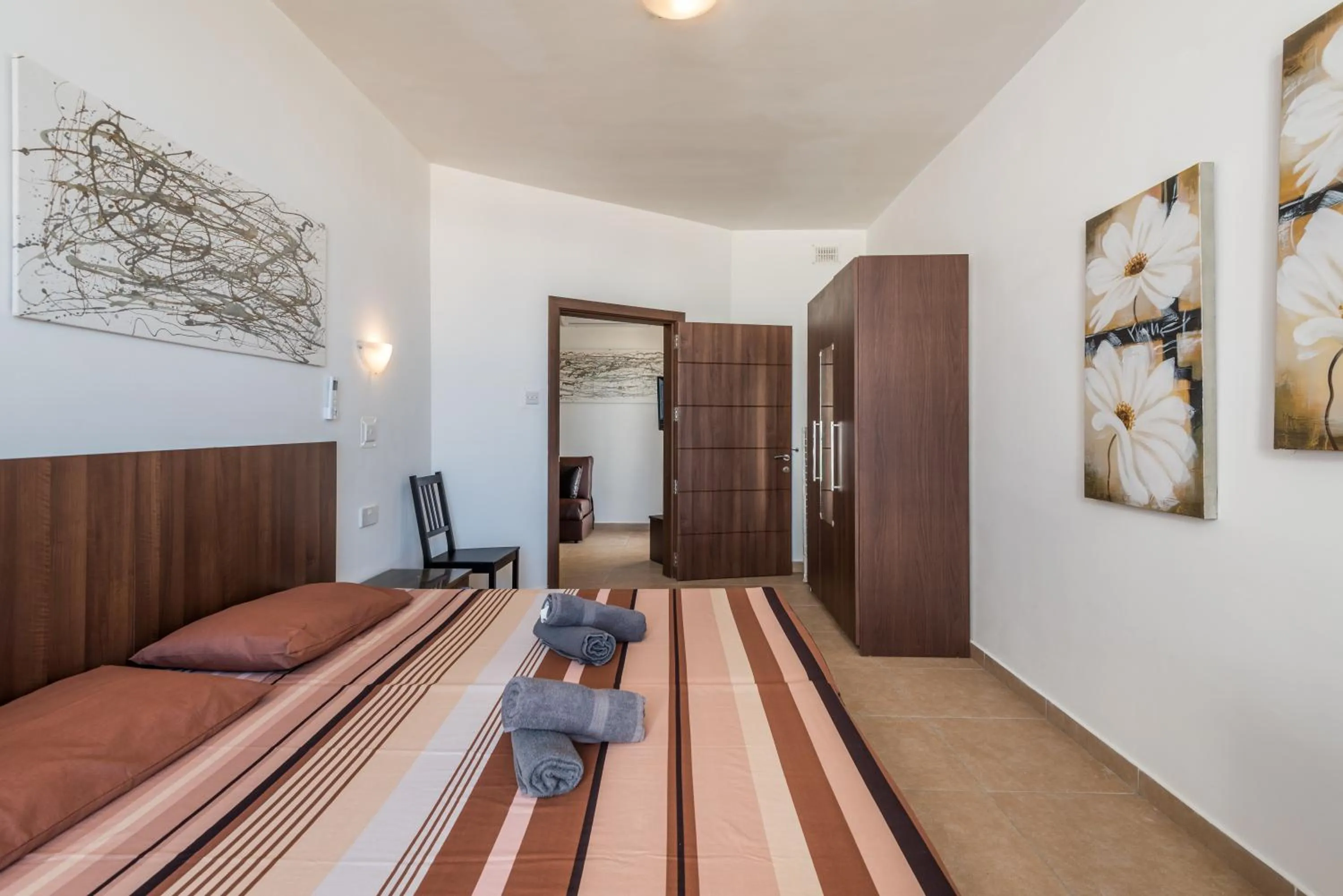 Bedroom, Bed in Seashells 2 bedroom Apartment with sunny terrace with stunning sea views - by Getawaysmalta
