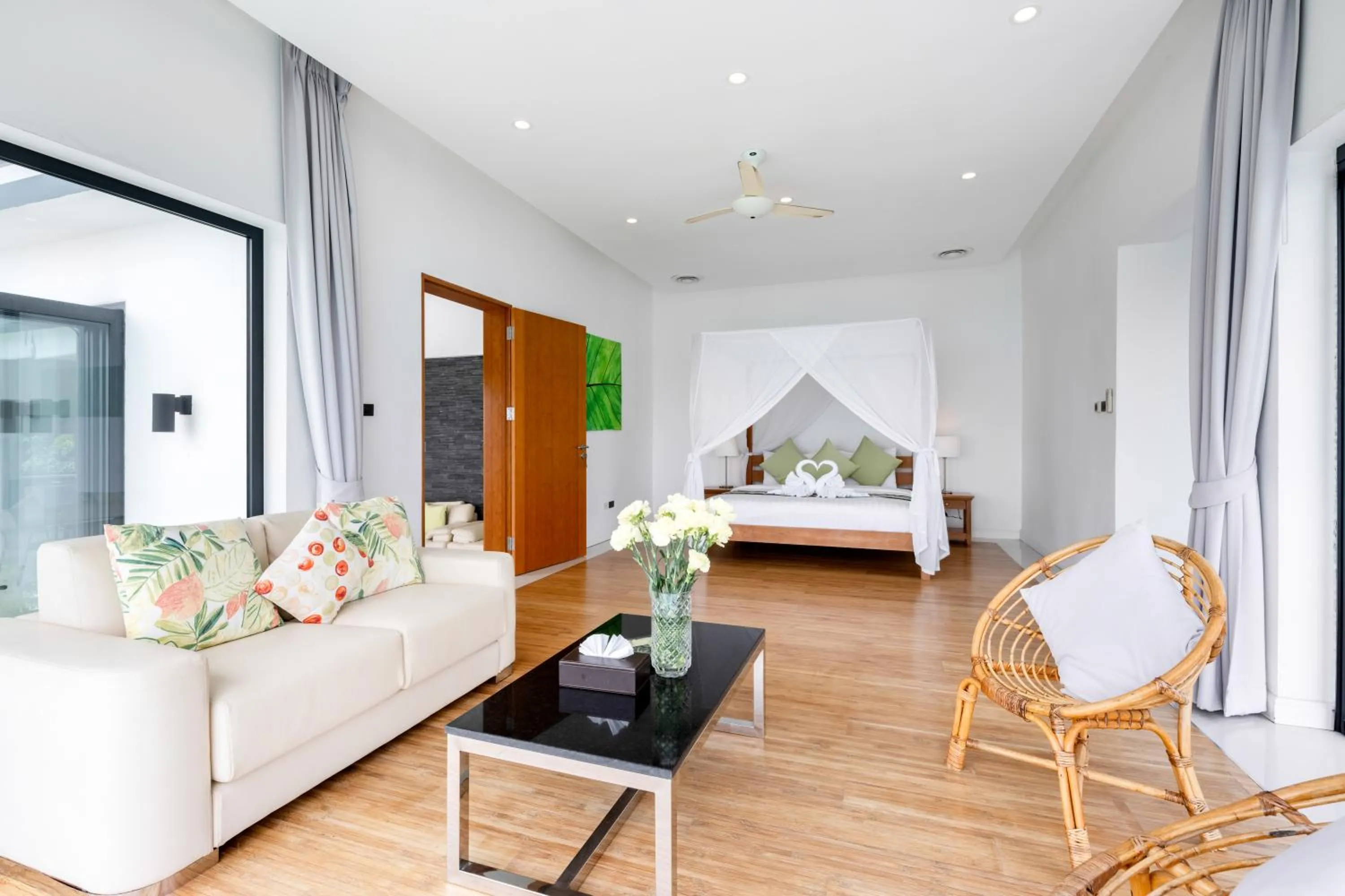 Seating area, Bed in Karpe Diem Villa - Twin Infinity Pools