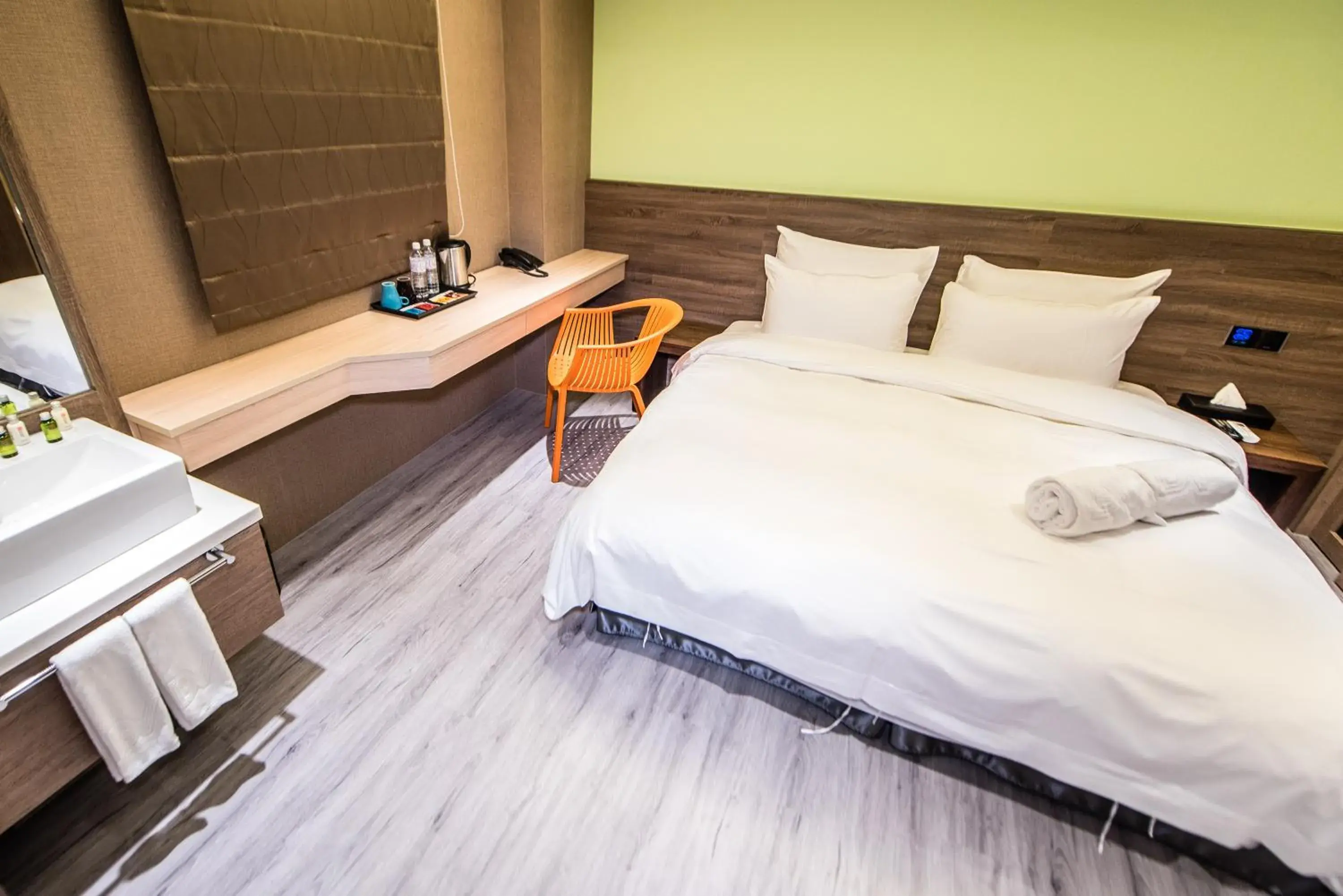 Decorative detail, Bed in SIX FUKUN HOTEL Decorative detail, Bed in SIX FUKUN HOTEL