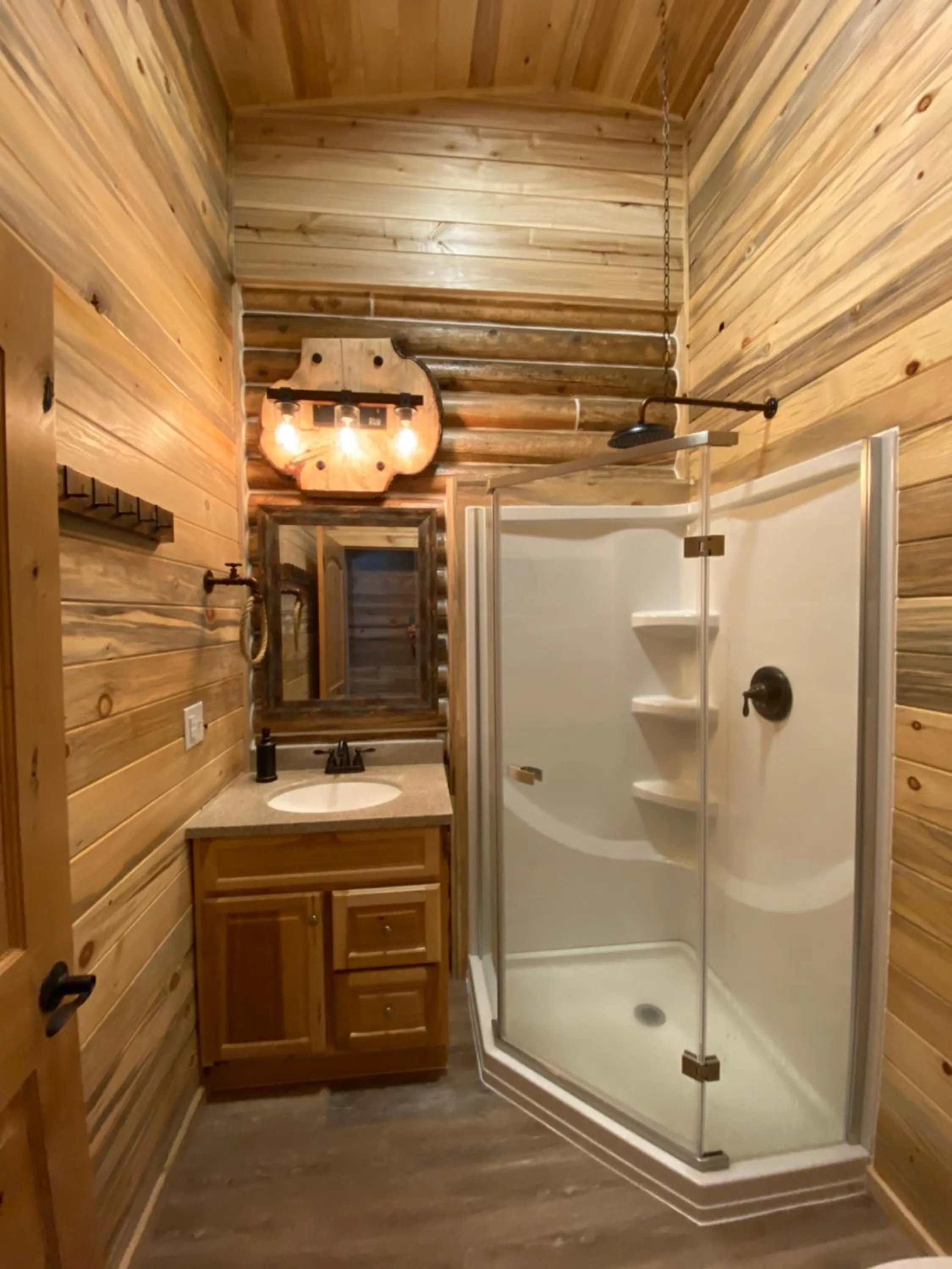 Shower in Alaska Knotty Pine B&B